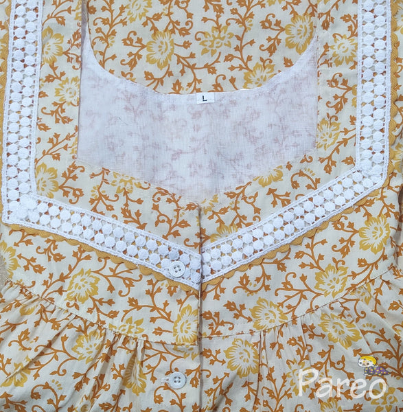 Cotton Pockets, Half Open Large Printed Nighty