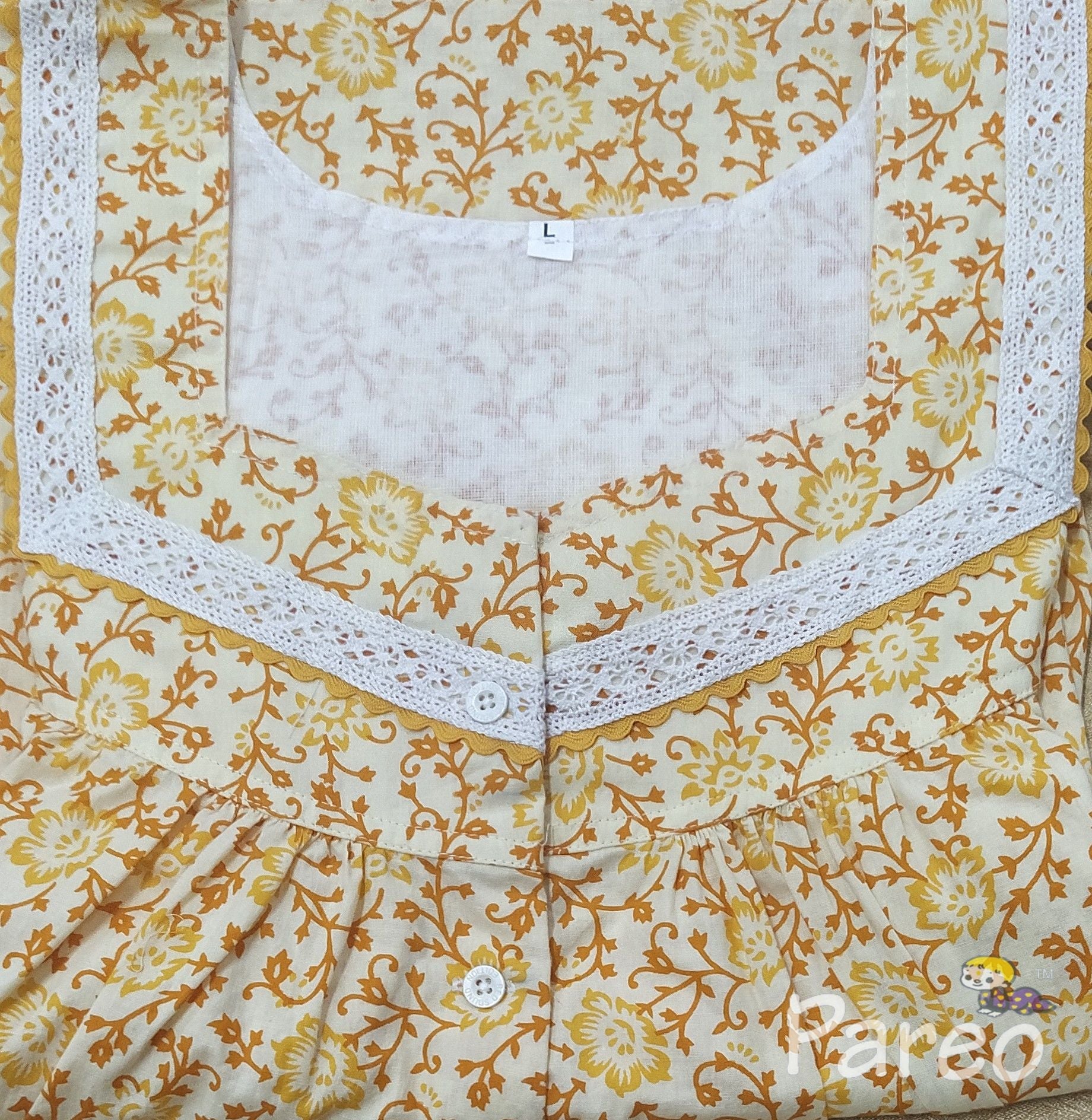 Cotton Pockets, Half Open Large Printed Nighty
