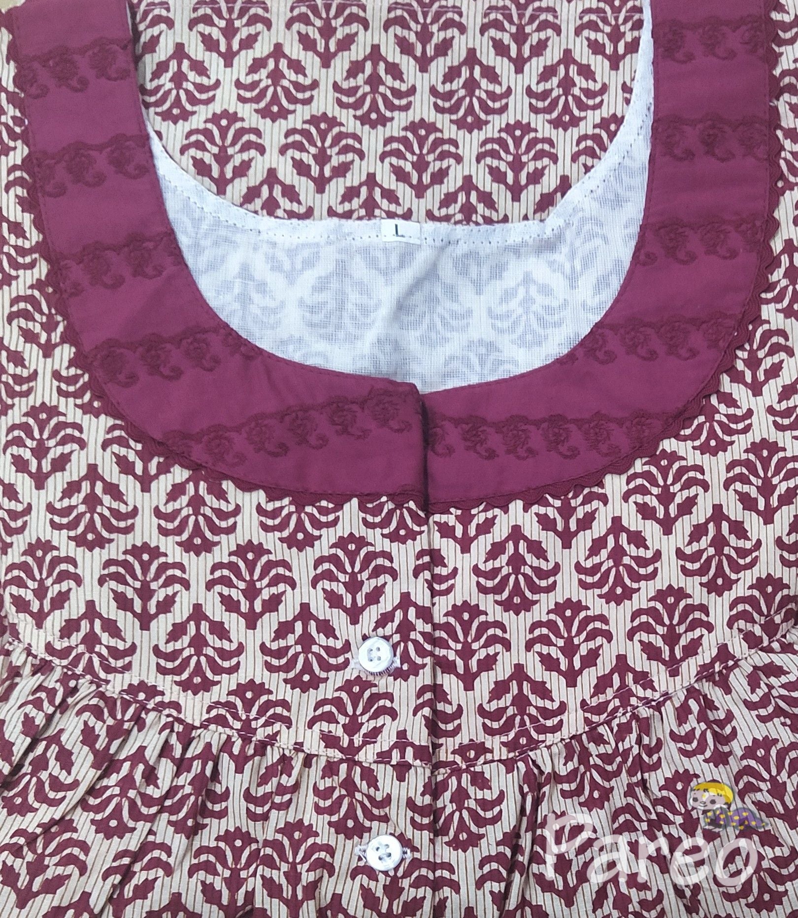 Cotton Half Open Large Printed Nighty