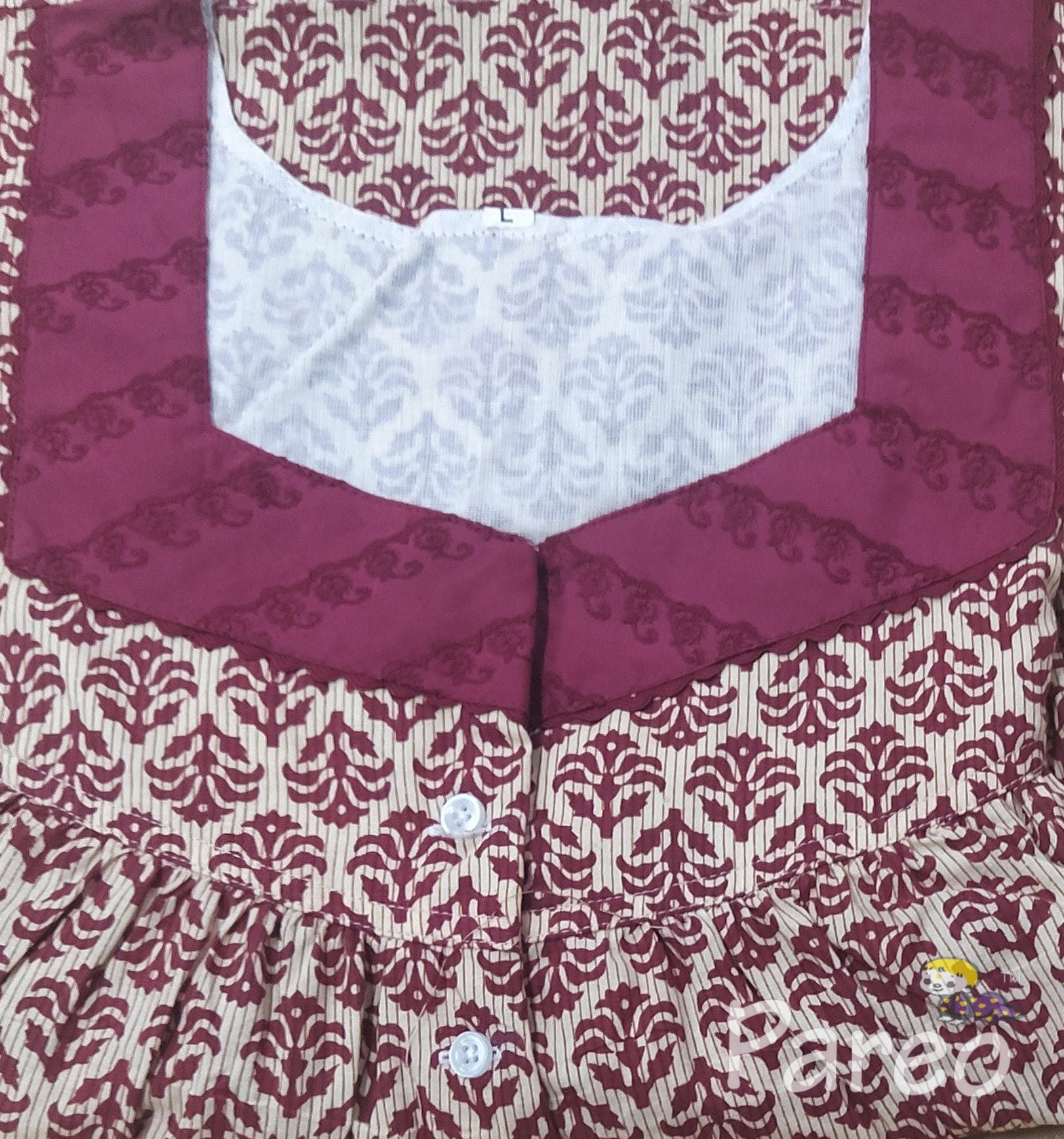Cotton Pockets, Half Open Large Printed Nighty