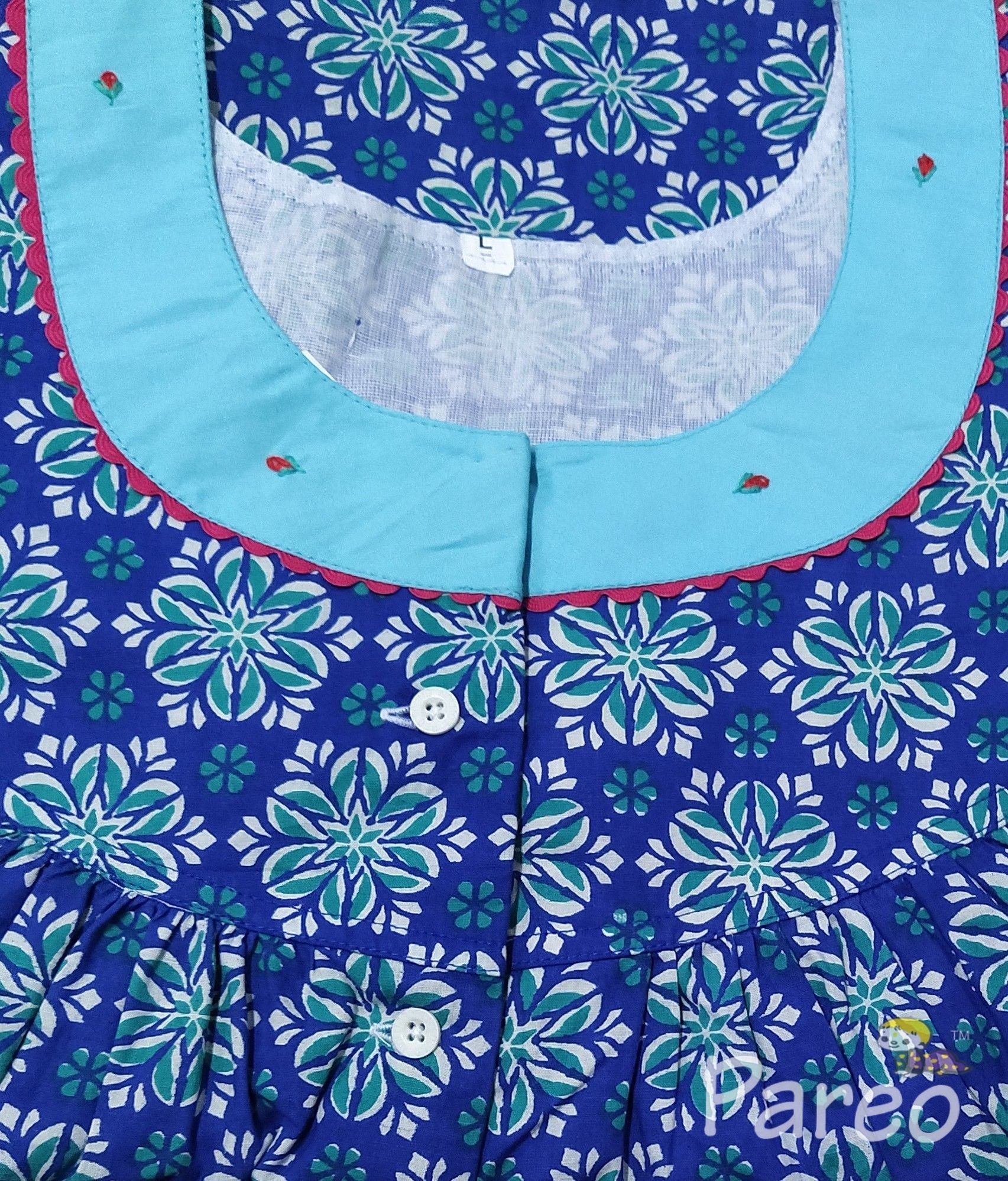 Cotton Half Open Large Printed Nighty