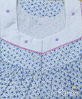Cotton Pleated , Pockets, Half Open Small Printed Nighty