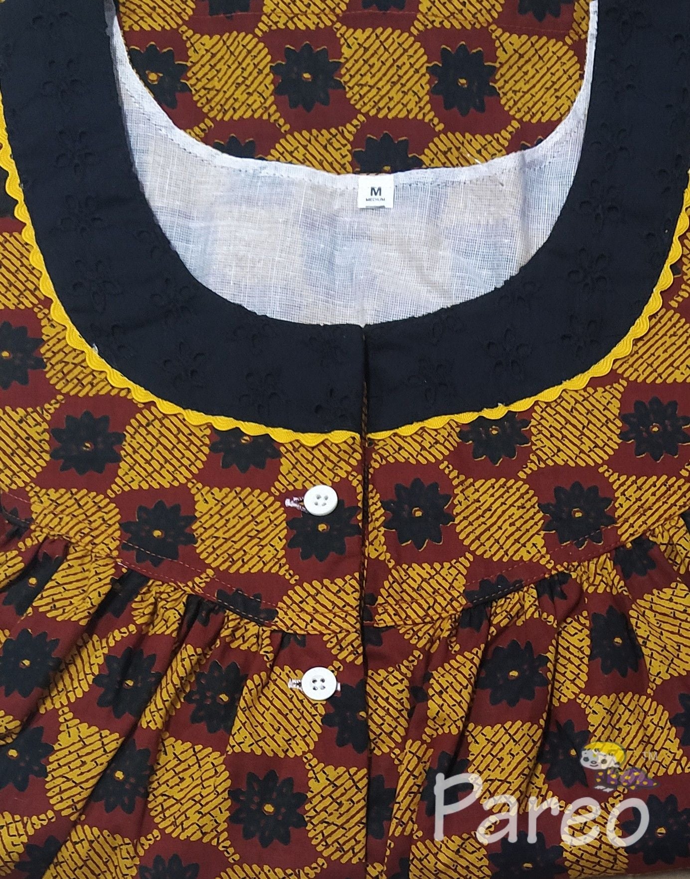 Cotton Pleated , Pockets, Half Open Medium Printed Nighty