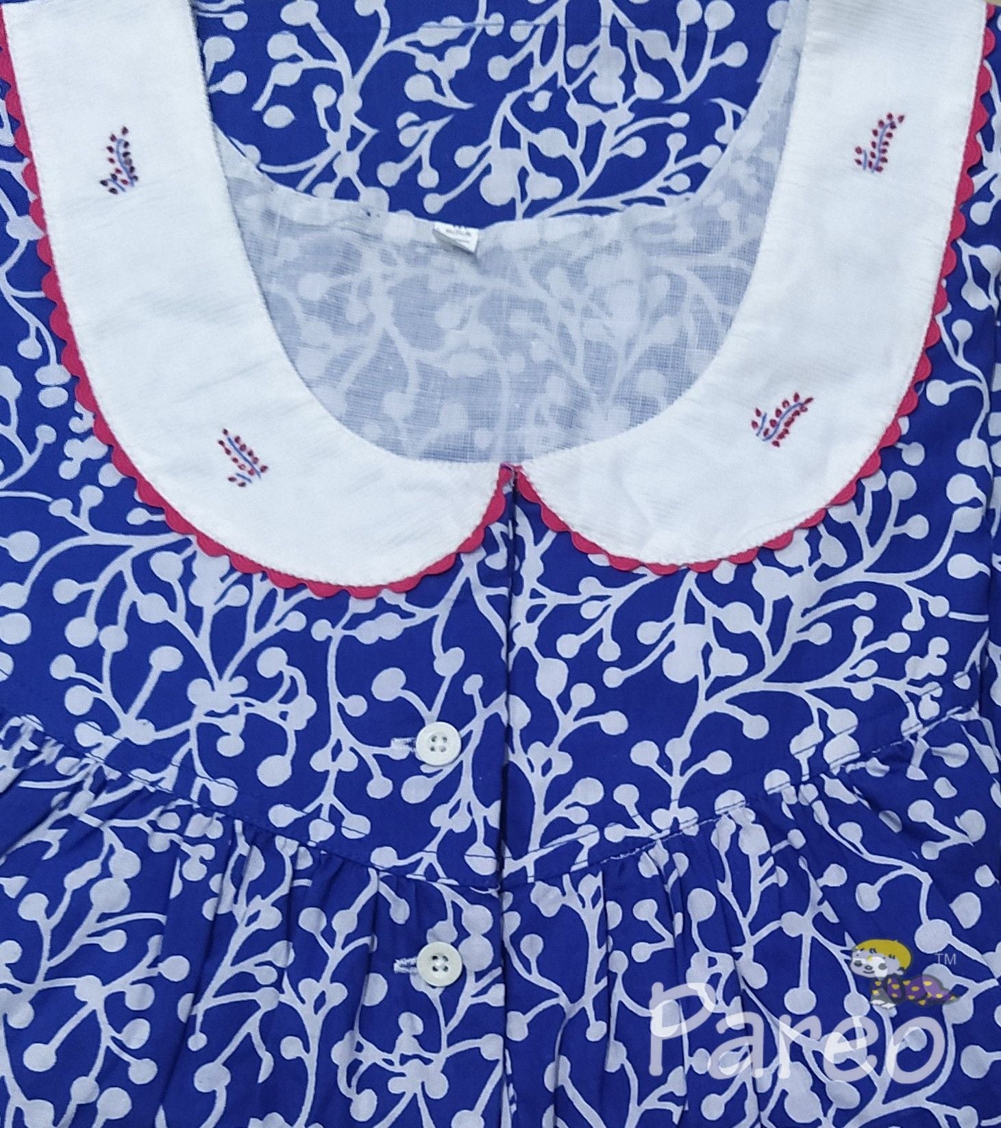 Cotton Pleated , Pockets, Half Open Medium Printed Nighty