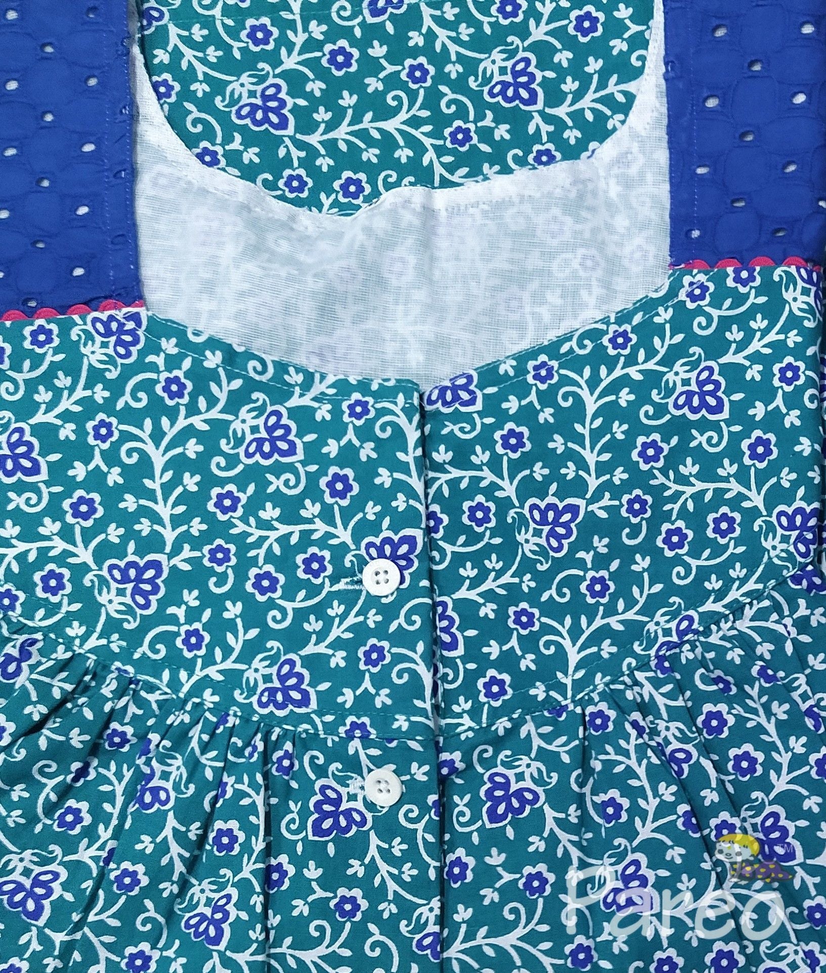 Cotton Pleated , Pockets, Half Open Medium Printed Nighty