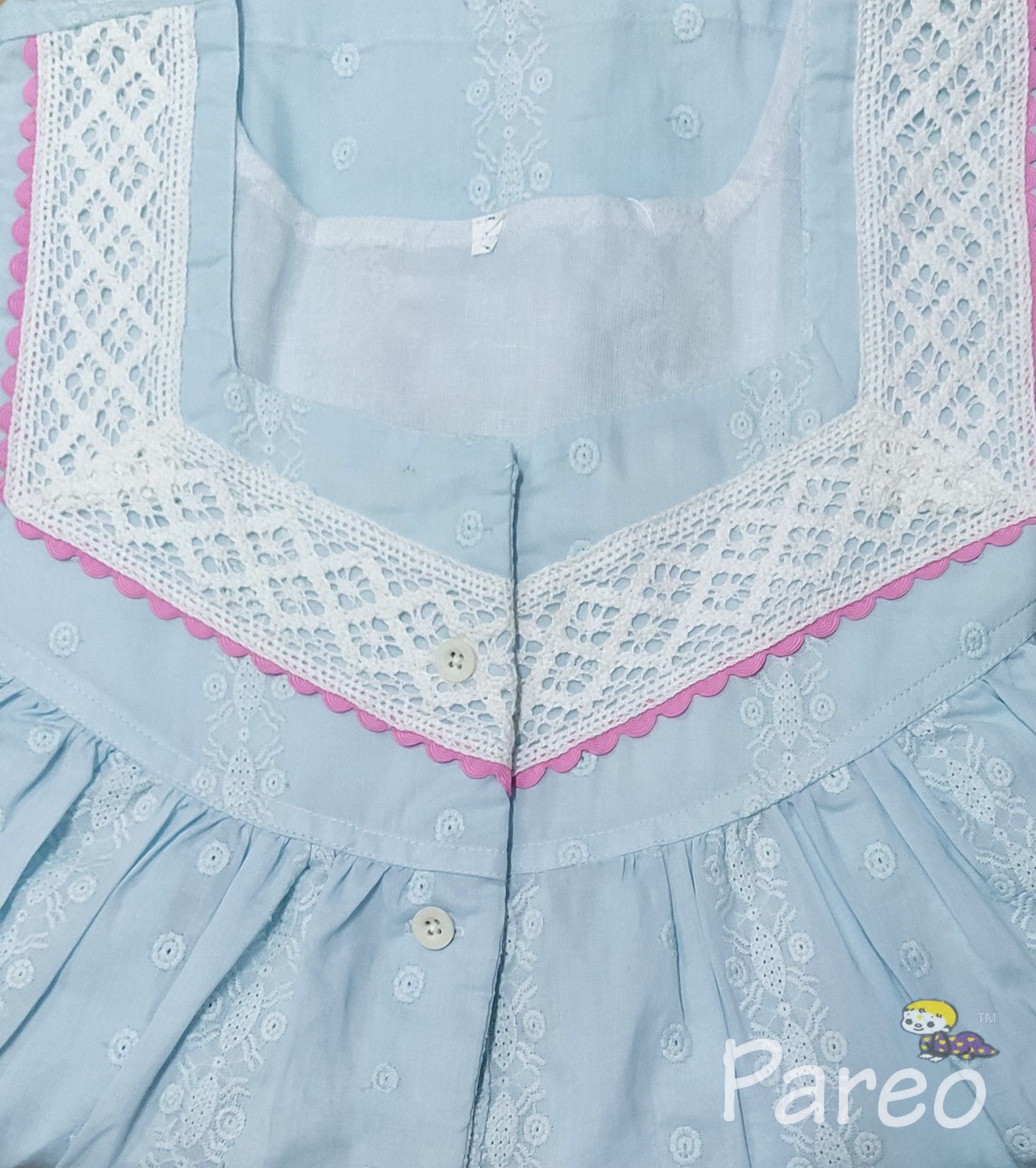 Hacoba Pleated , Pockets, Half Open Medium Printed Nighty