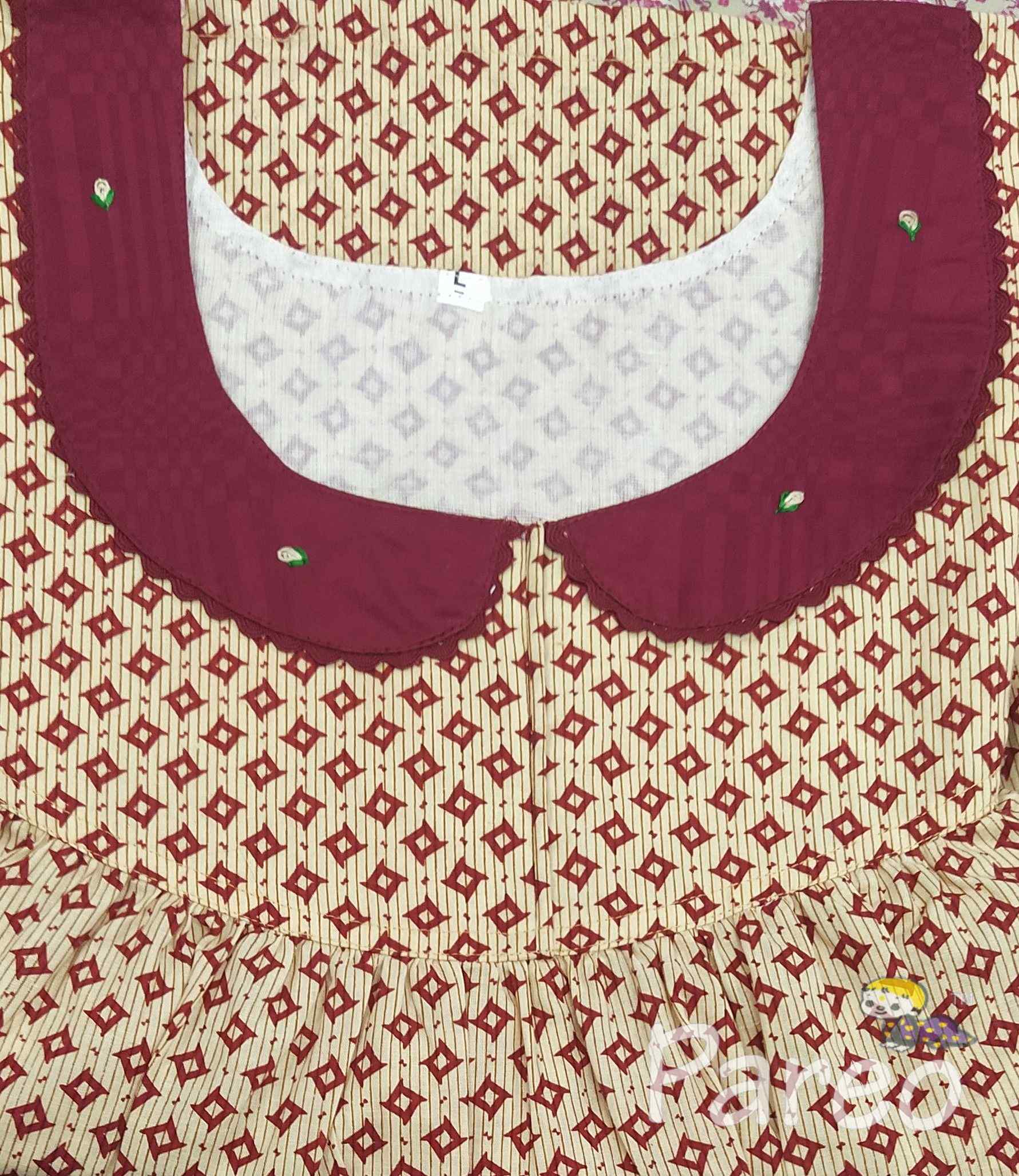 Cotton with Pockets, No Open Large Printed Nighty