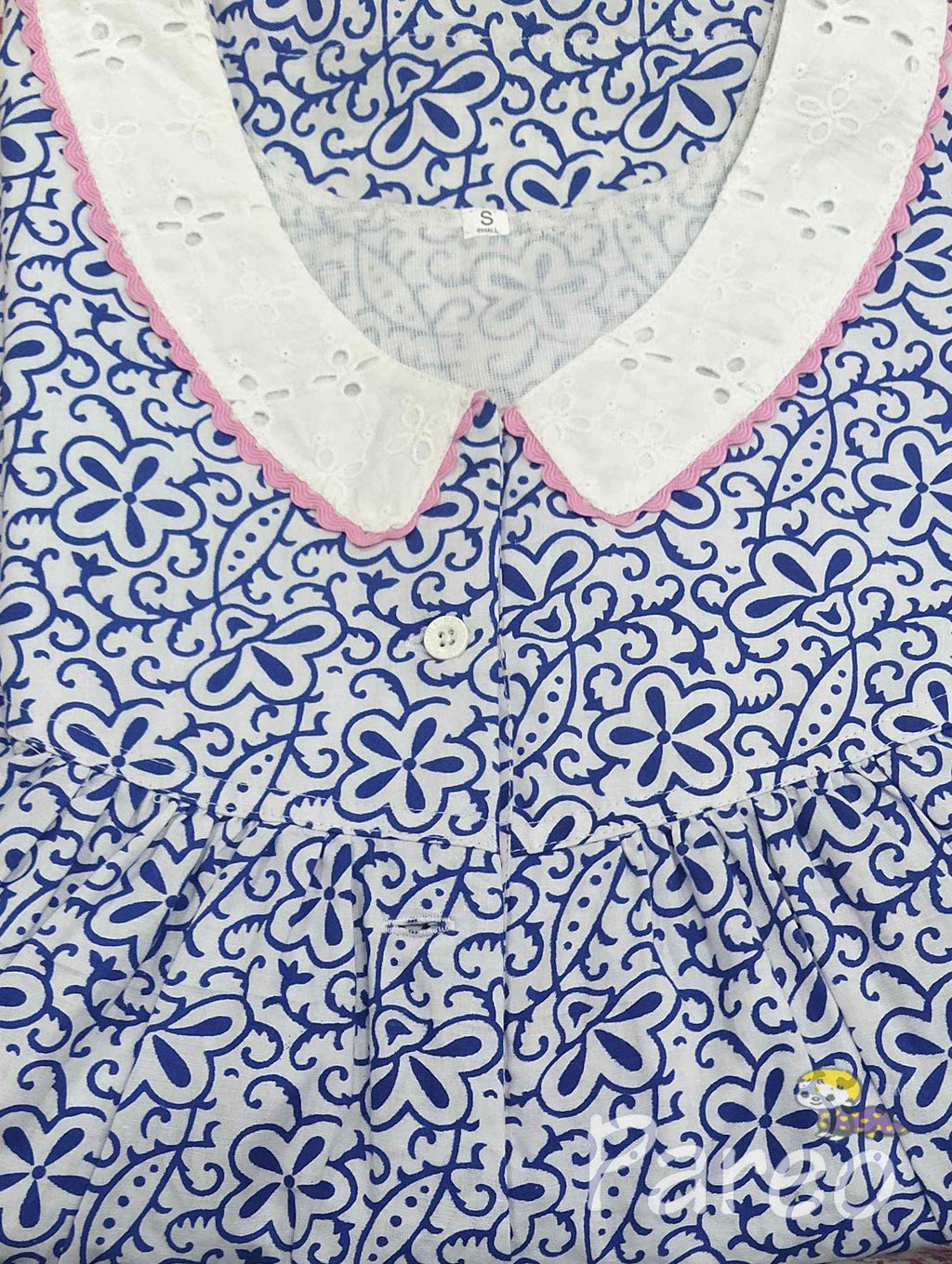 Cotton with Pockets, Half Open Small Printed Nighty