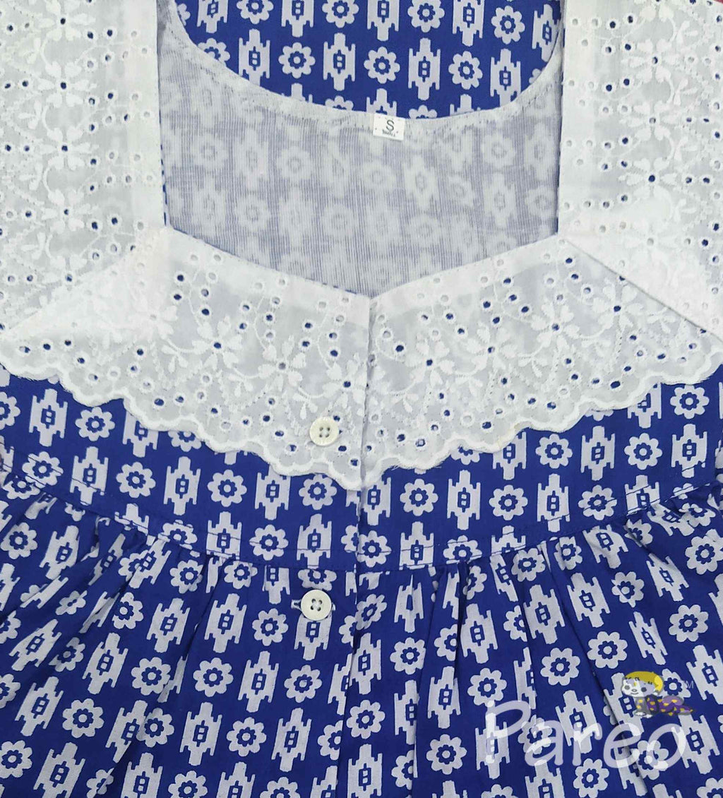 Cotton with Pockets, Half Open Small Printed Nighty