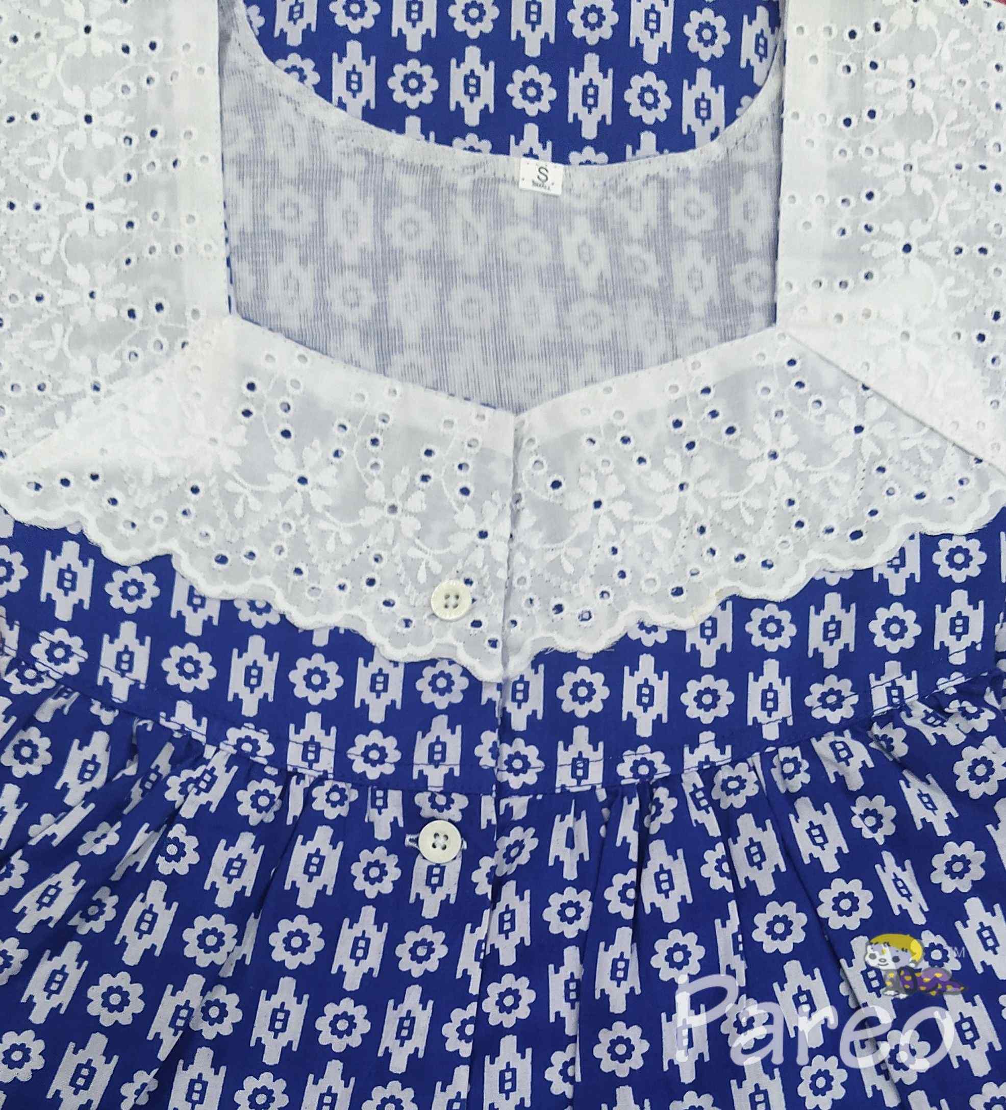 Cotton with Pockets, Half Open Small Printed Nighty