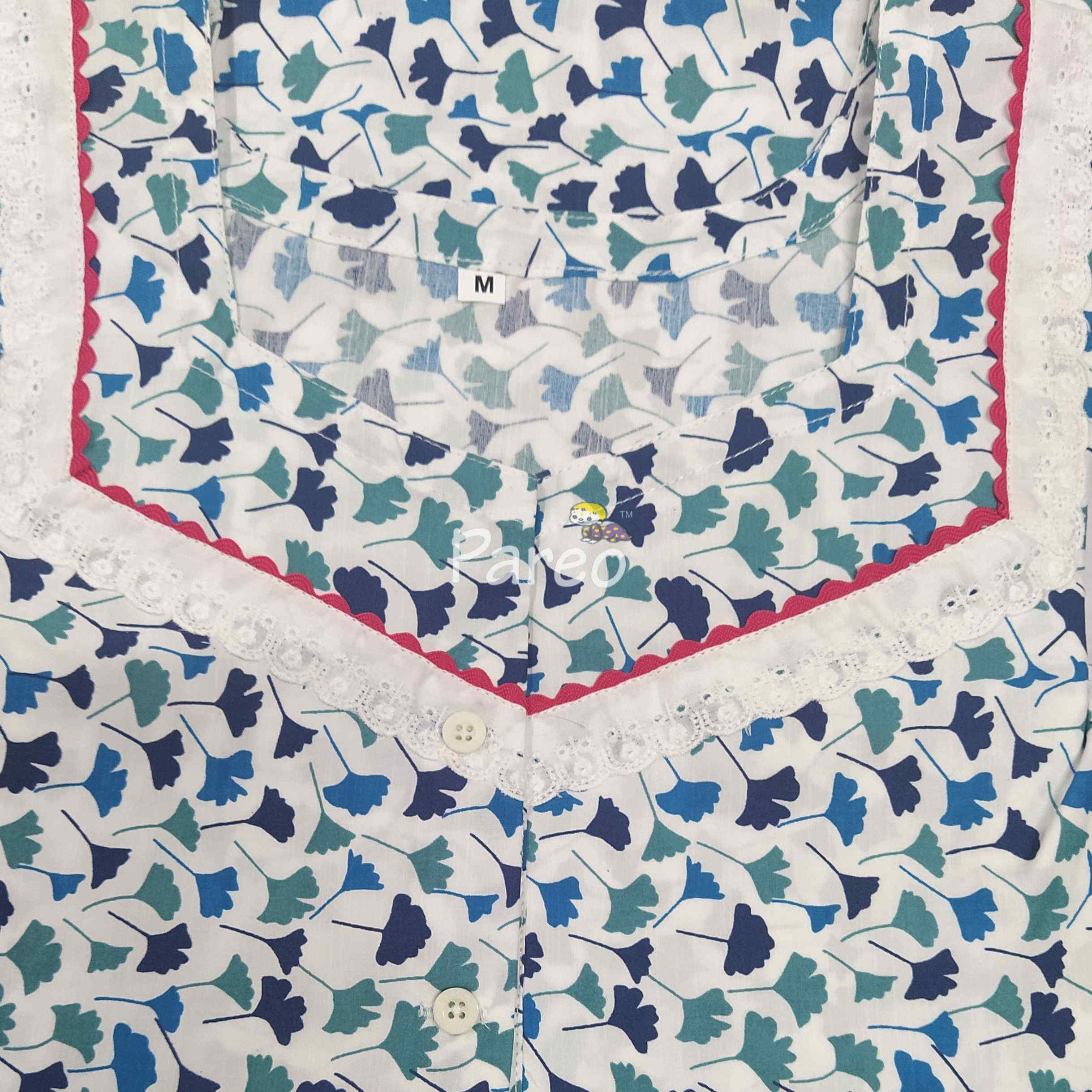 Cotton A-line churidar cut, With Pockets, Half Open Medium Printed Nighty