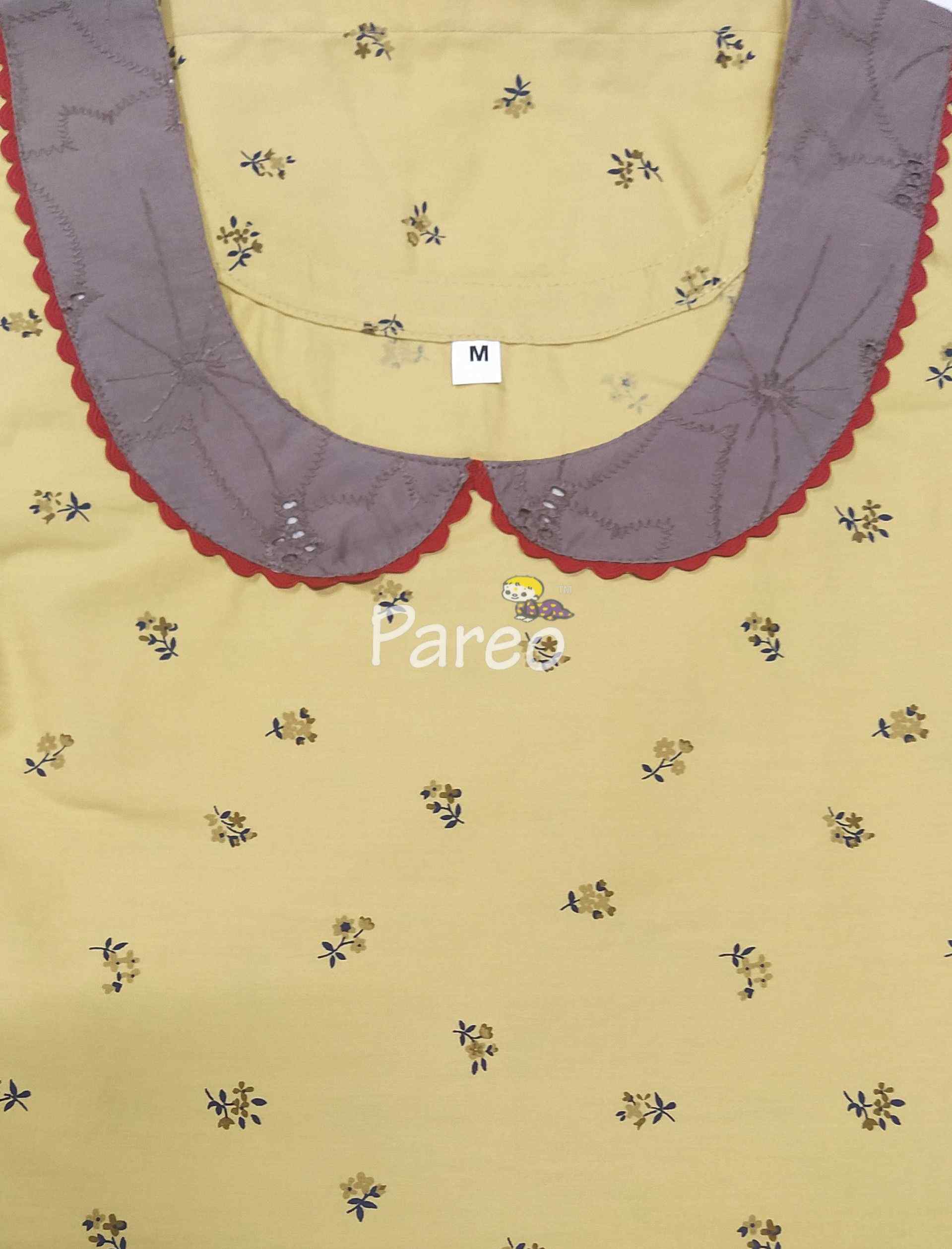Cotton A-line churidar cut, With Pockets, No Open Medium Printed Nighty
