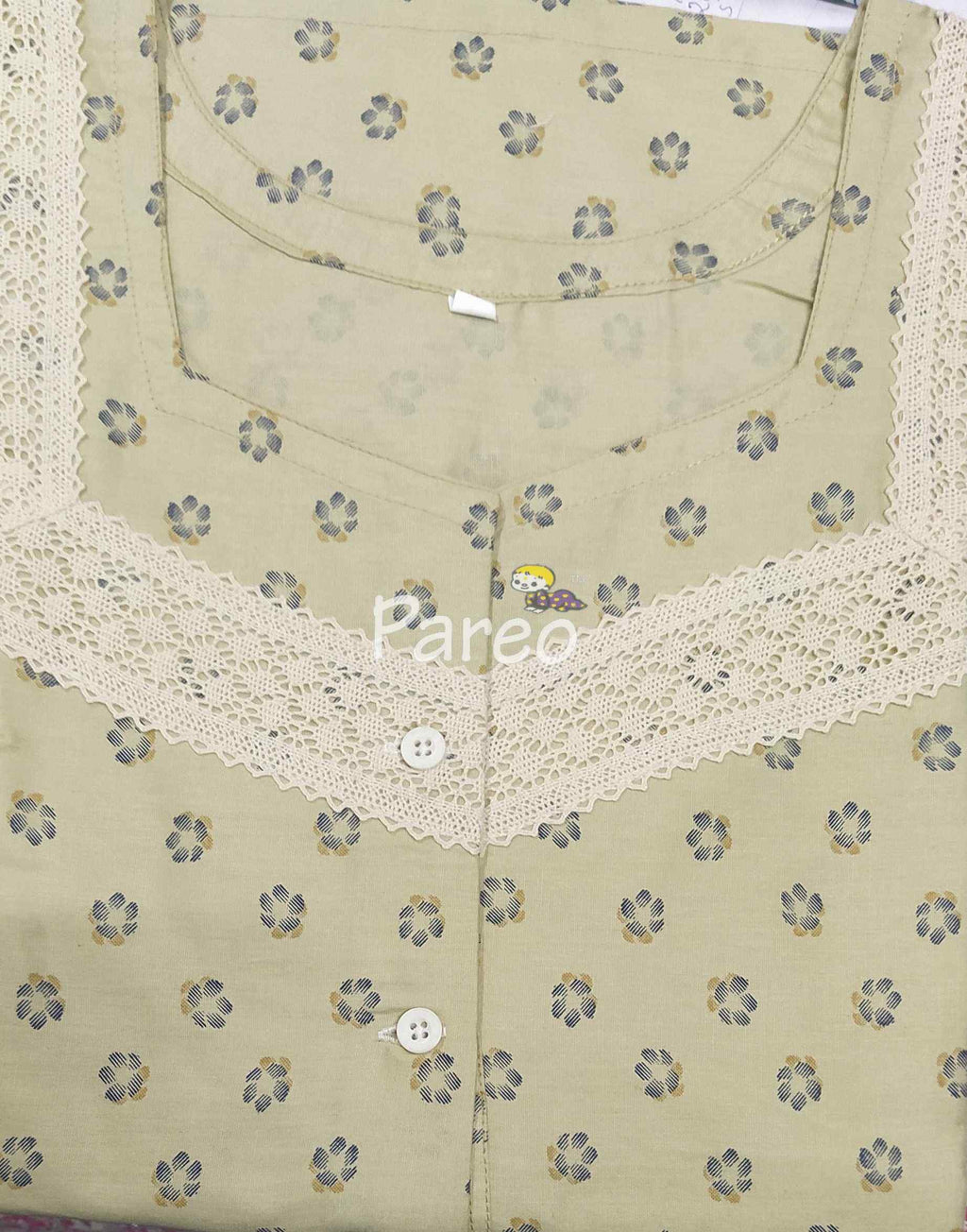 Cotton A-line churidar cut, With Pockets, Half Open Large Printed Nighty