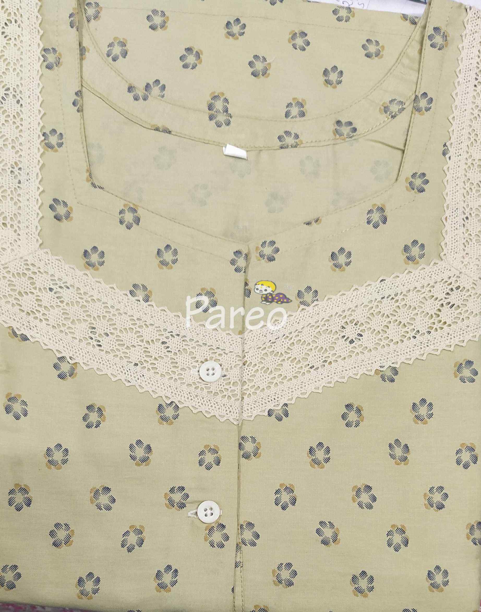Cotton A-line churidar cut, With Pockets, Half Open Large Printed Nighty