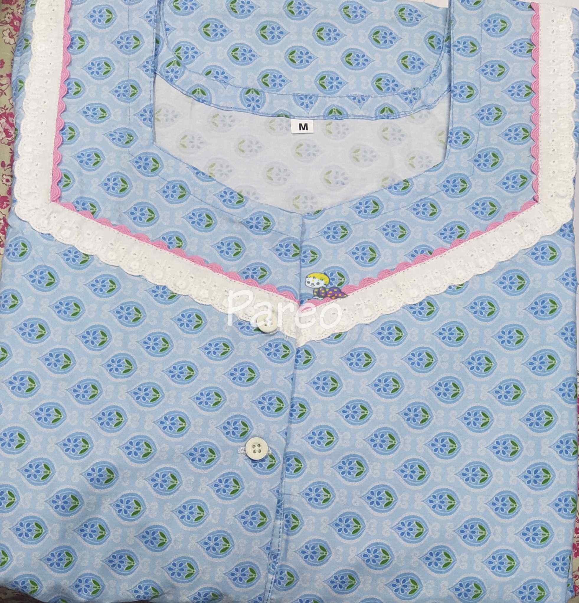 Bantex A-line churidar cut, With Pockets, Half Open Medium Printed Nighty