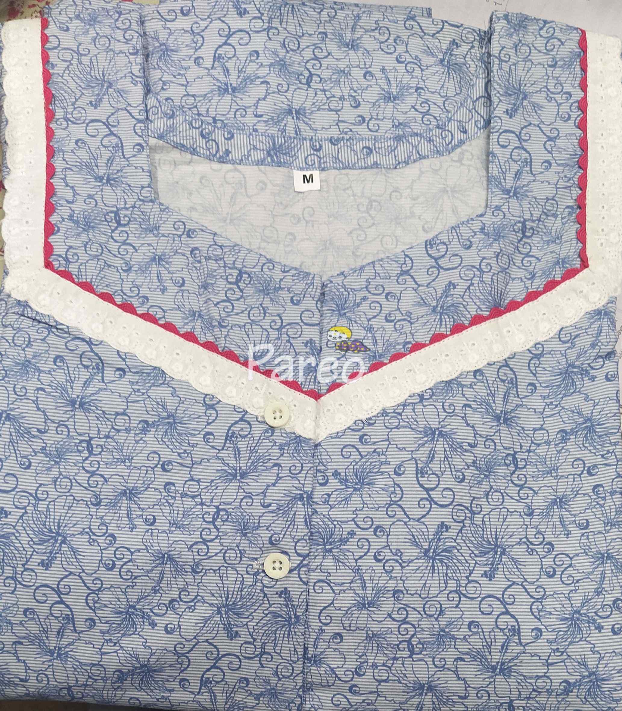 Cotton A-line churidar cut, With Pockets, Half Open Medium Printed Nighty