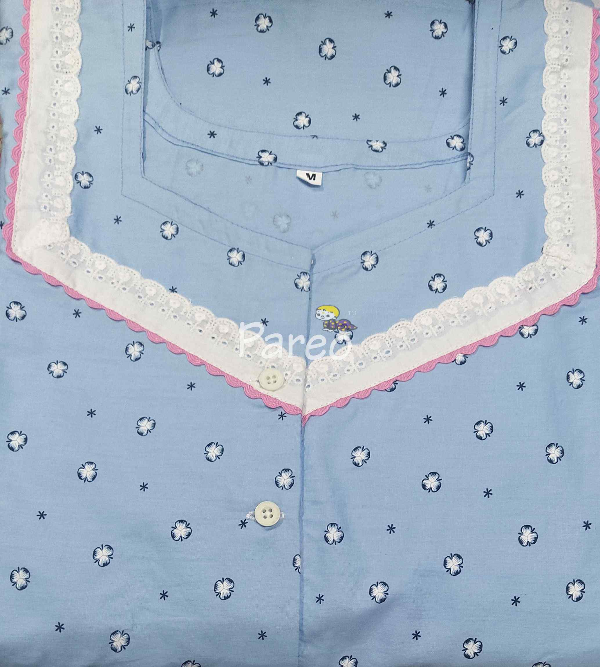 Cotton A-line churidar cut, With Pockets, Half Open Medium Printed Nighty