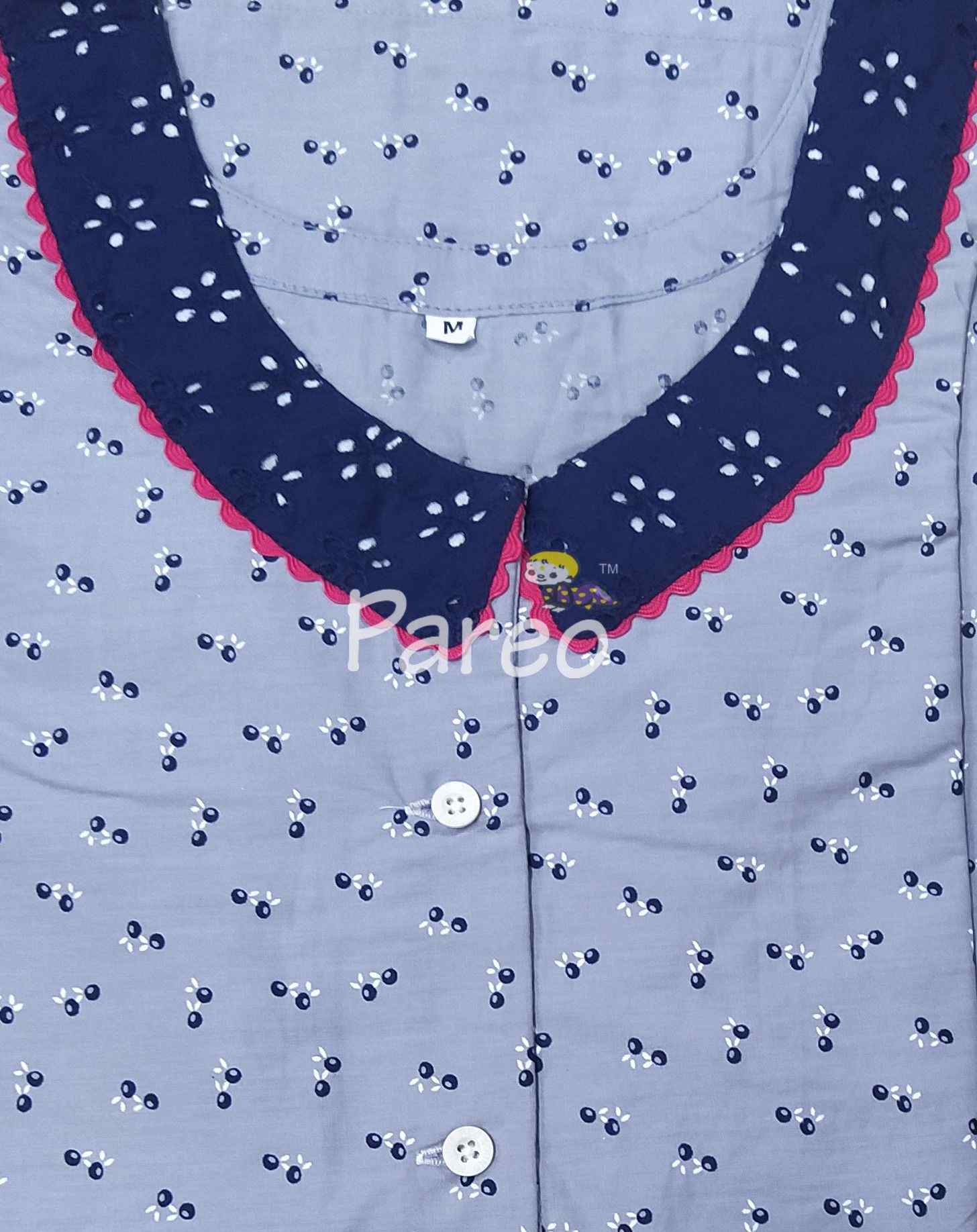 Cotton A-line churidar cut, With Pockets, Half Open Medium Printed Nighty