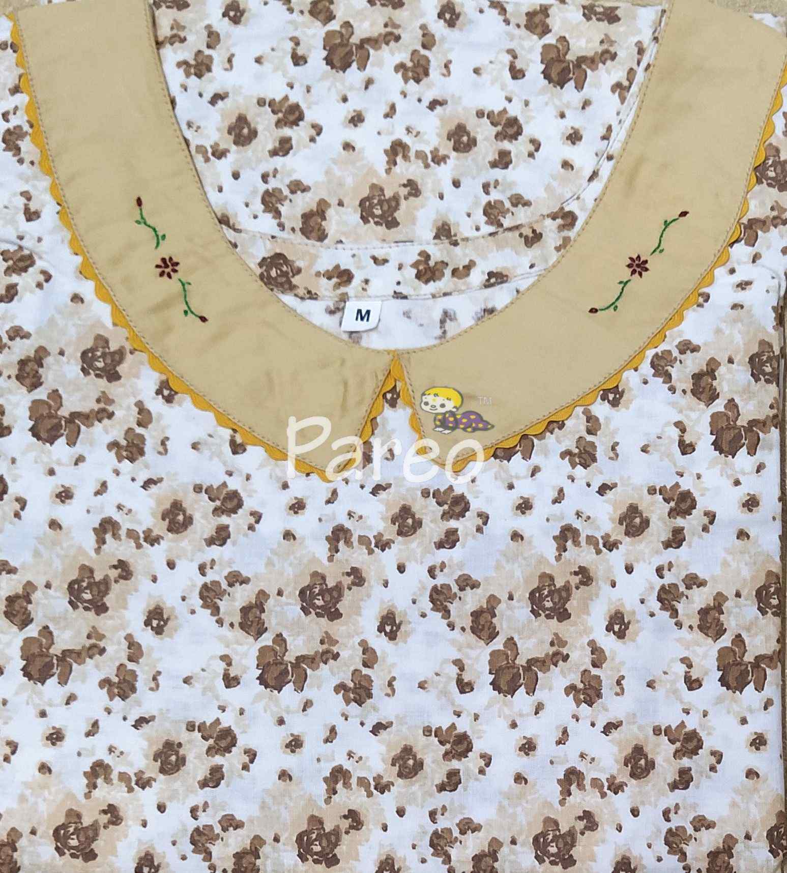 Cotton A-line churidar cut, With Pockets, No Open Medium Printed Nighty