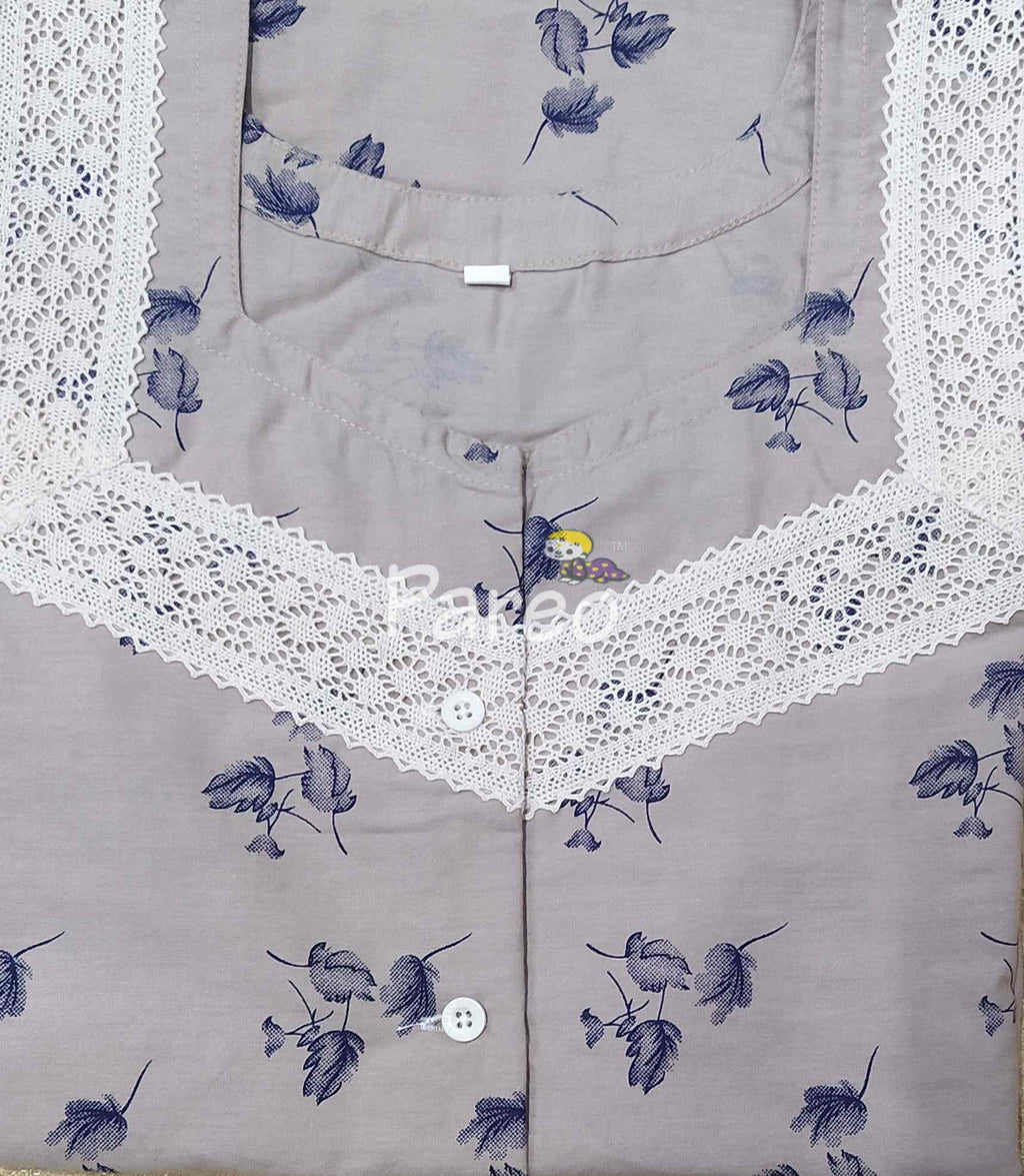 Bantex A-line churidar cut, With Pockets, Half Open Medium Printed Nighty