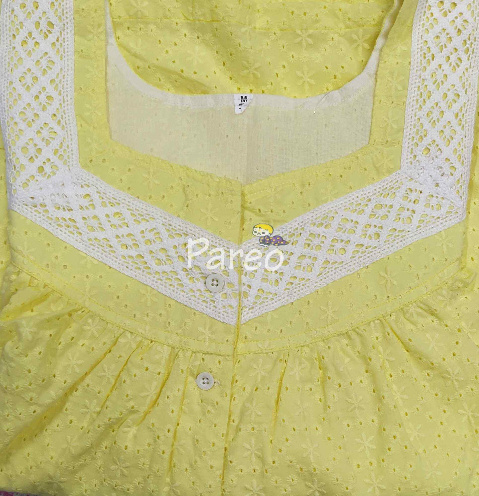 Hacoba Pleated , With Pockets, Half Open Medium Printed Nighty