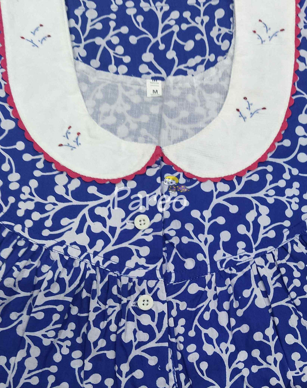 Cotton Pleated , With Pockets, Half Open Small Printed Nighty