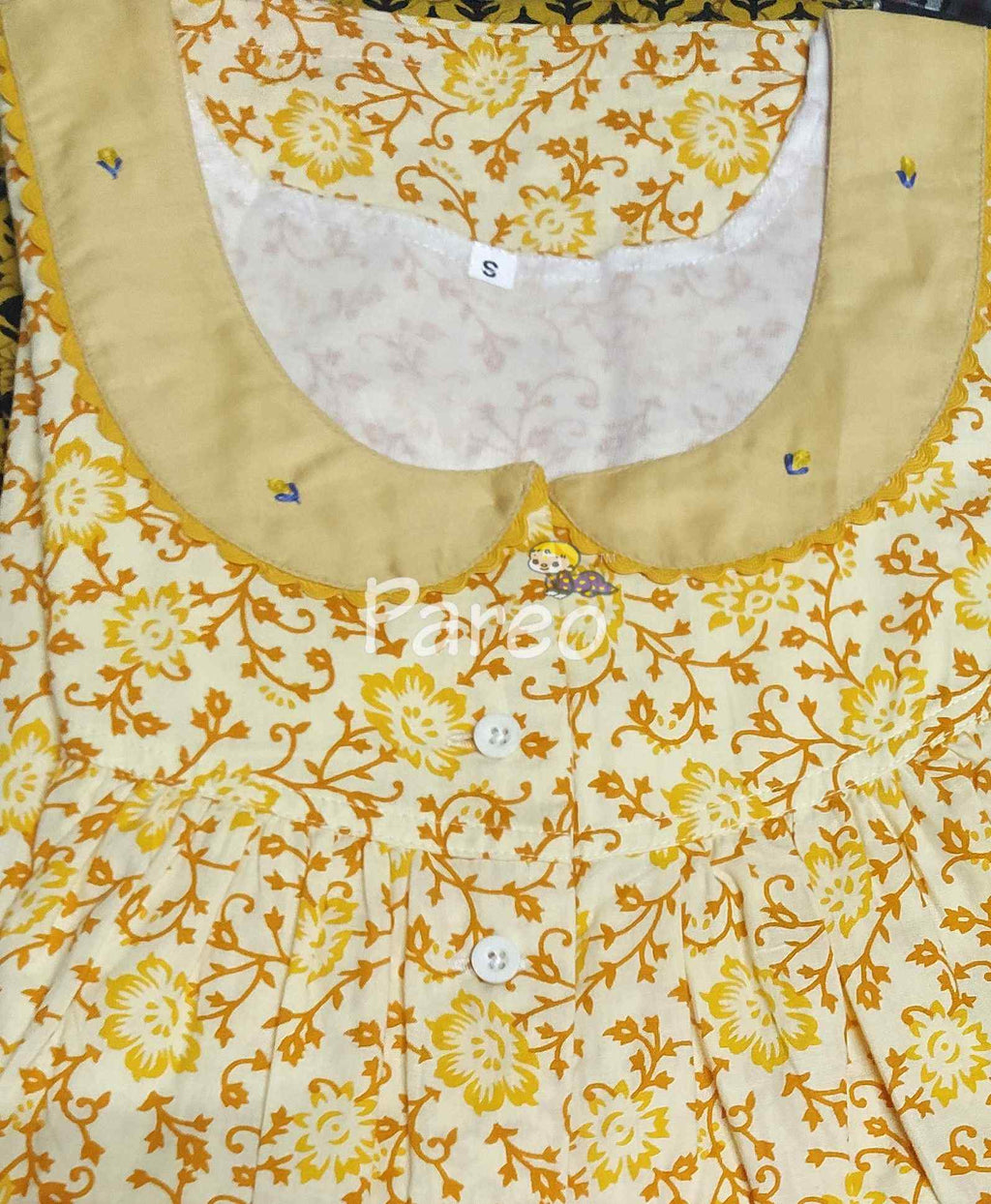 Cotton Pleated , With Pockets, Half Open Small Printed Nighty