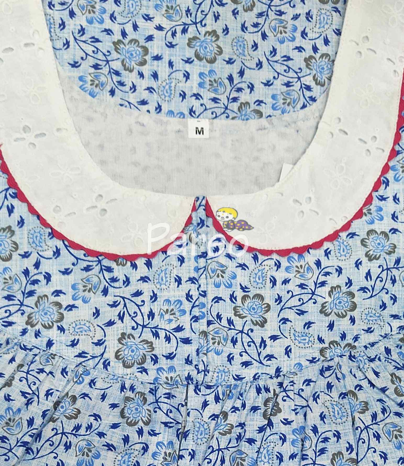 Cotton Pleated , With Pockets, Central zip Medium Printed Nighty
