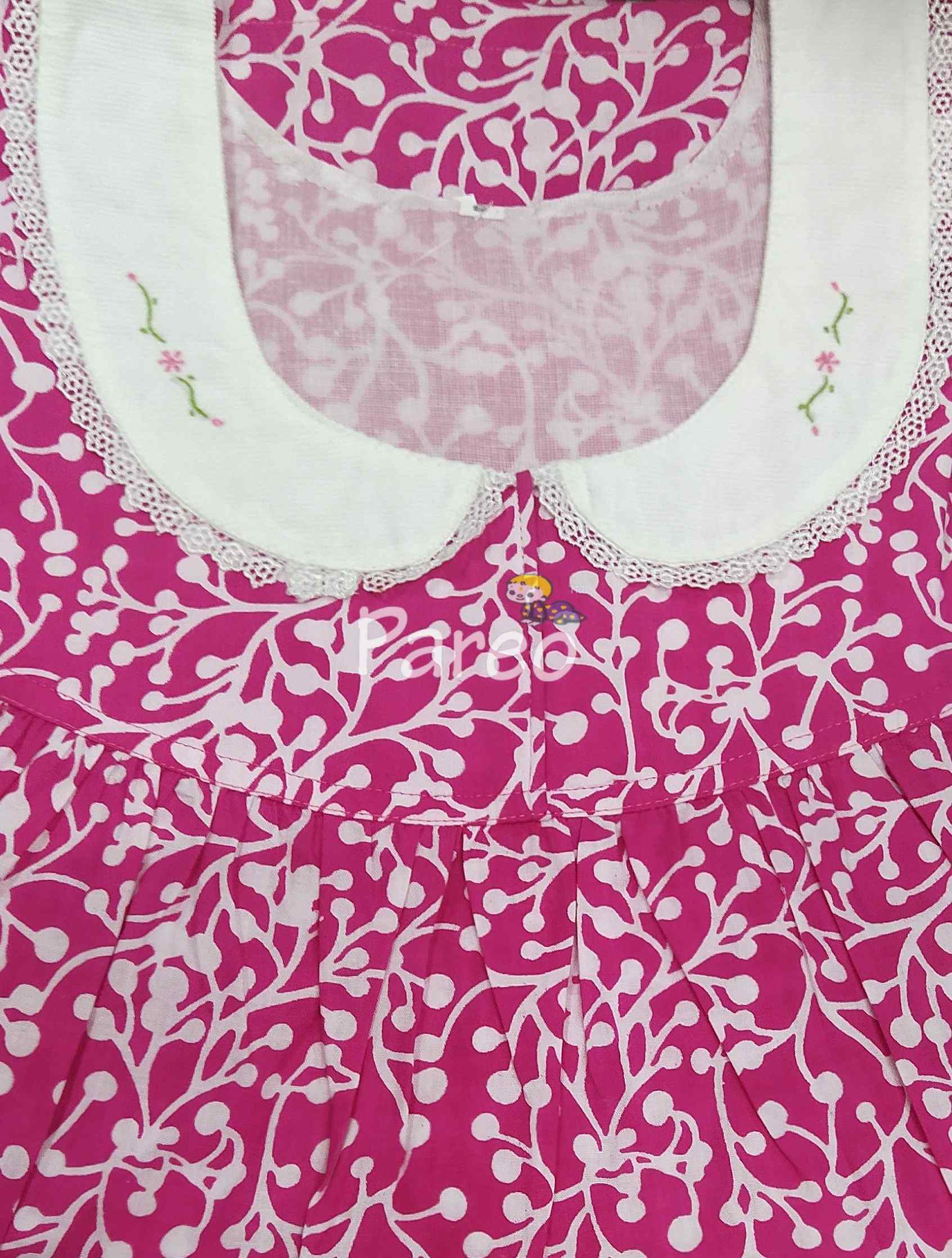 Cotton Pleated , With Pockets, No Open Small Printed Nighty