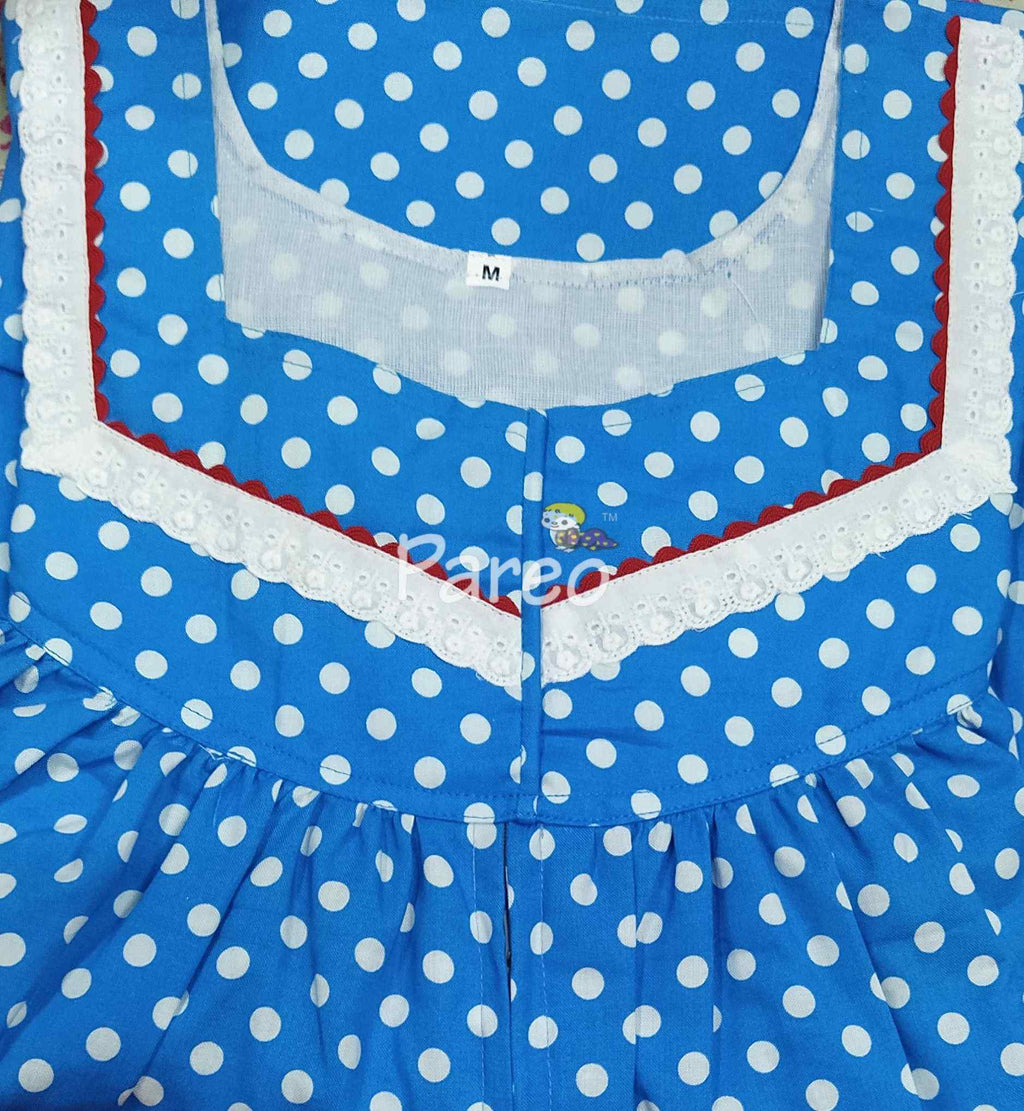Cotton Pleated , With Pockets, Central zip Medium Printed Nighty