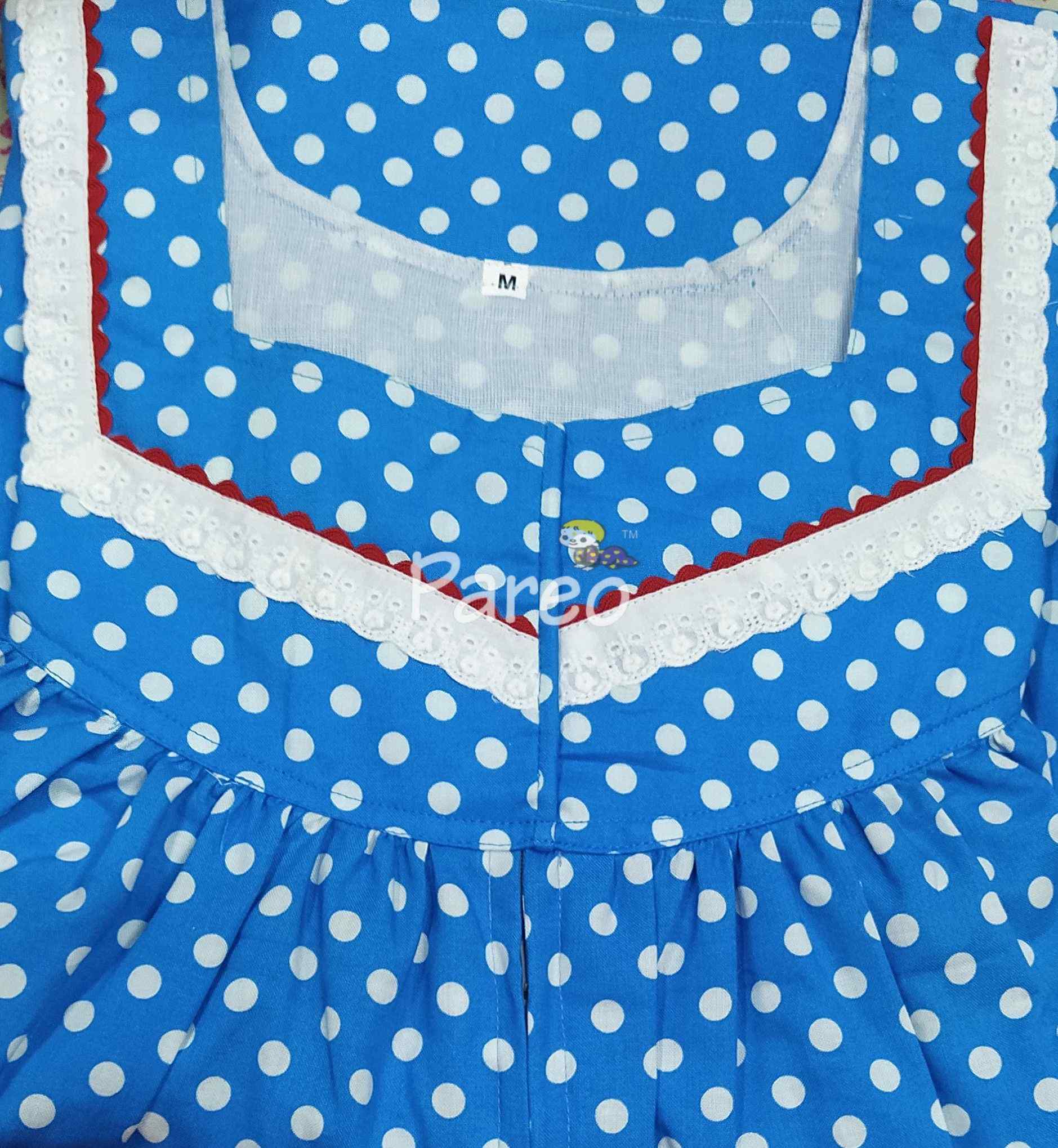 Cotton Pleated , With Pockets, Central zip Medium Printed Nighty
