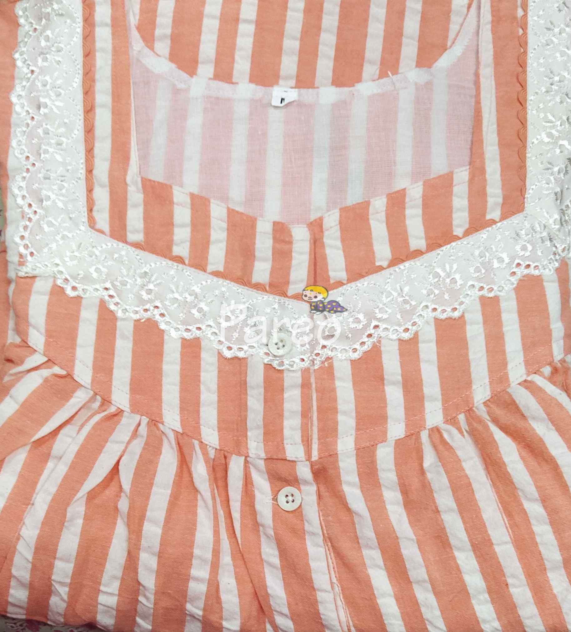 Cotton Pleated , With Pockets, Half Open Medium Printed Nighty