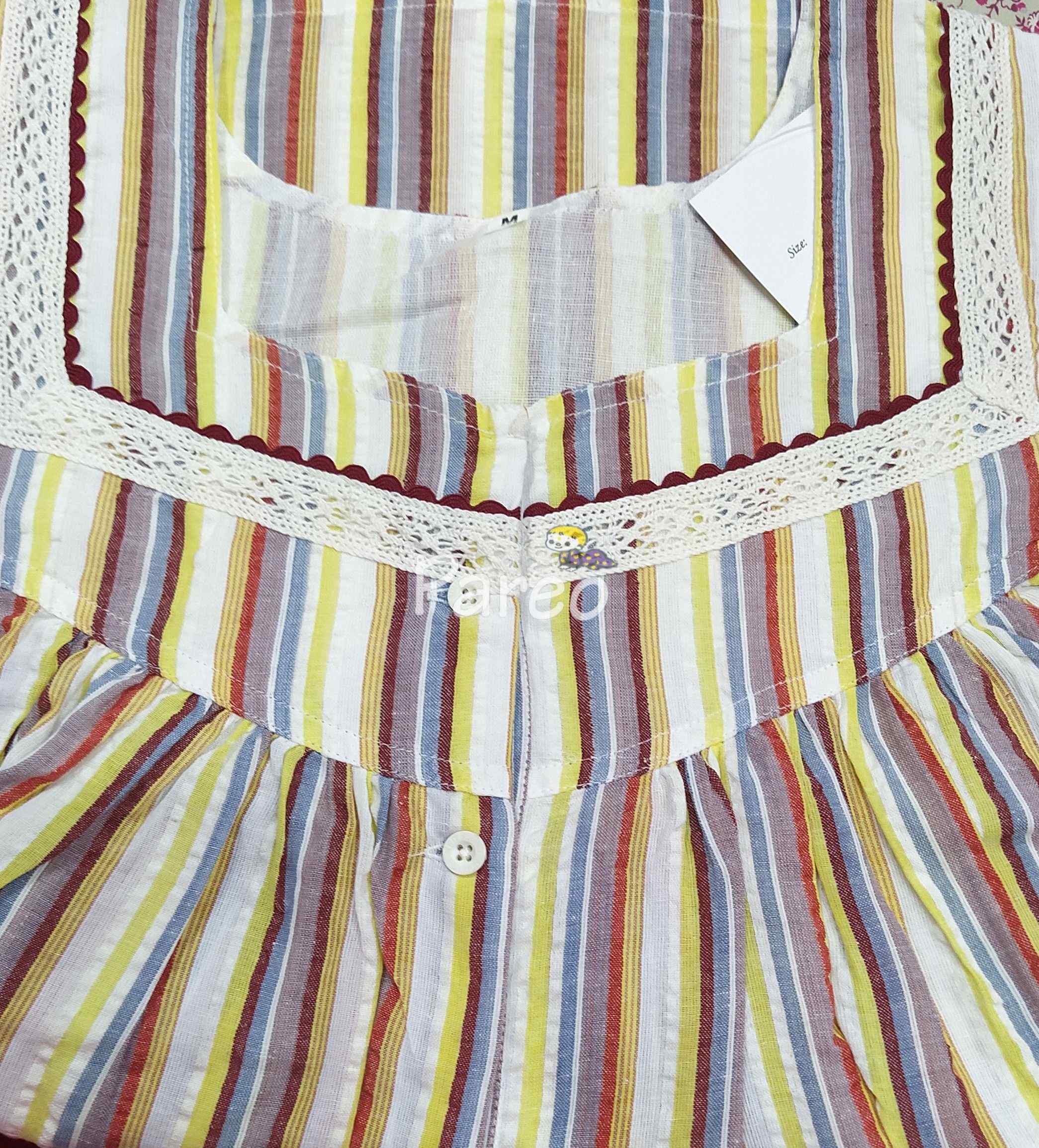 Cotton Pleated , With Pockets, Half Open Medium Printed Nighty