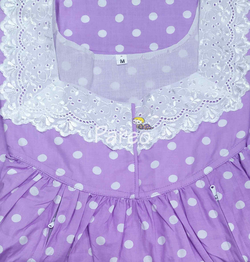 Cotton Pleated , With Pockets, *side zip  Medium Printed Nighty