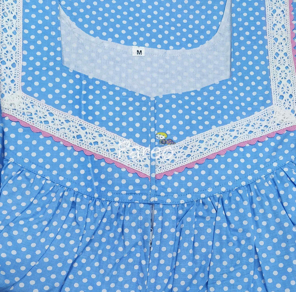 Cotton Pleated , Side zip, With Pockets Medium Printed Nighty