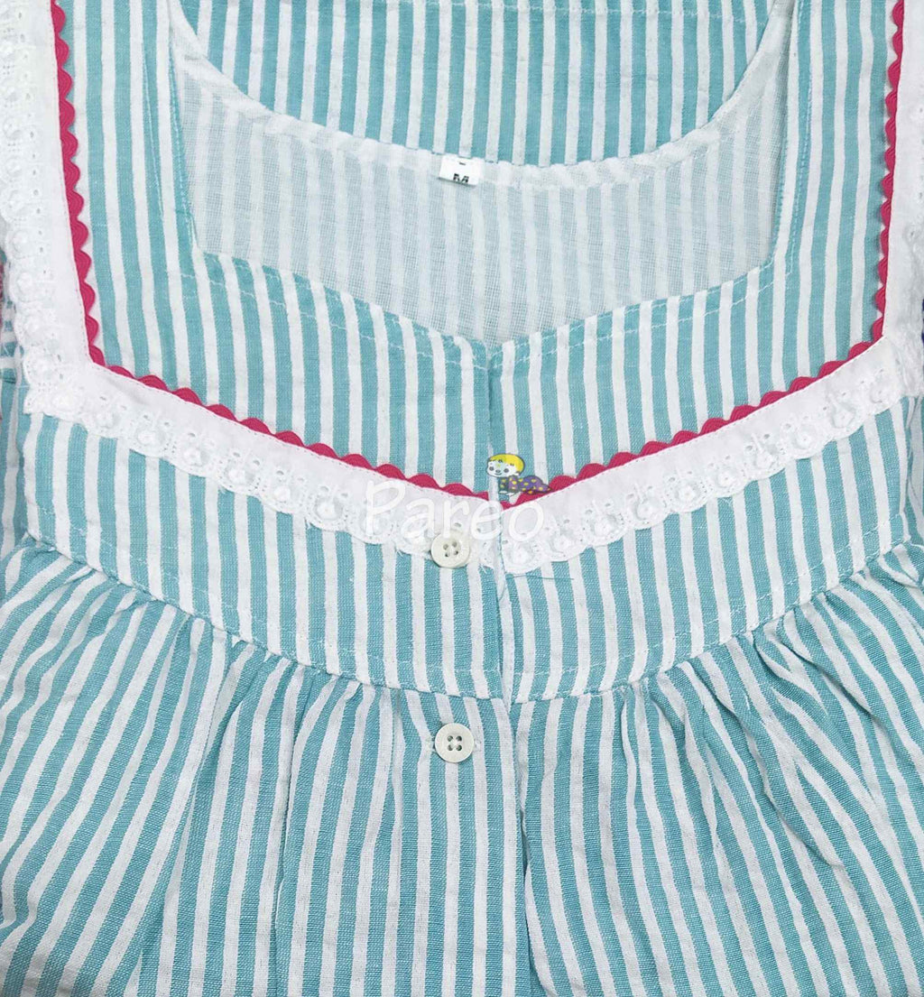 Cotton Pleated , With Pockets, Half Open Medium Printed Nighty