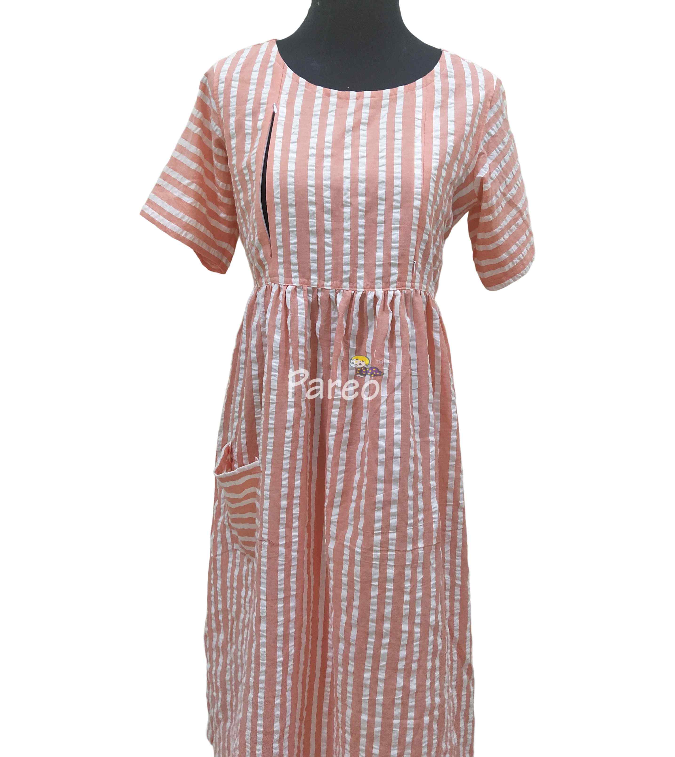 Cotton Pleated , Side zip, With Pockets, With belt strap Small Printed Maternity Wear