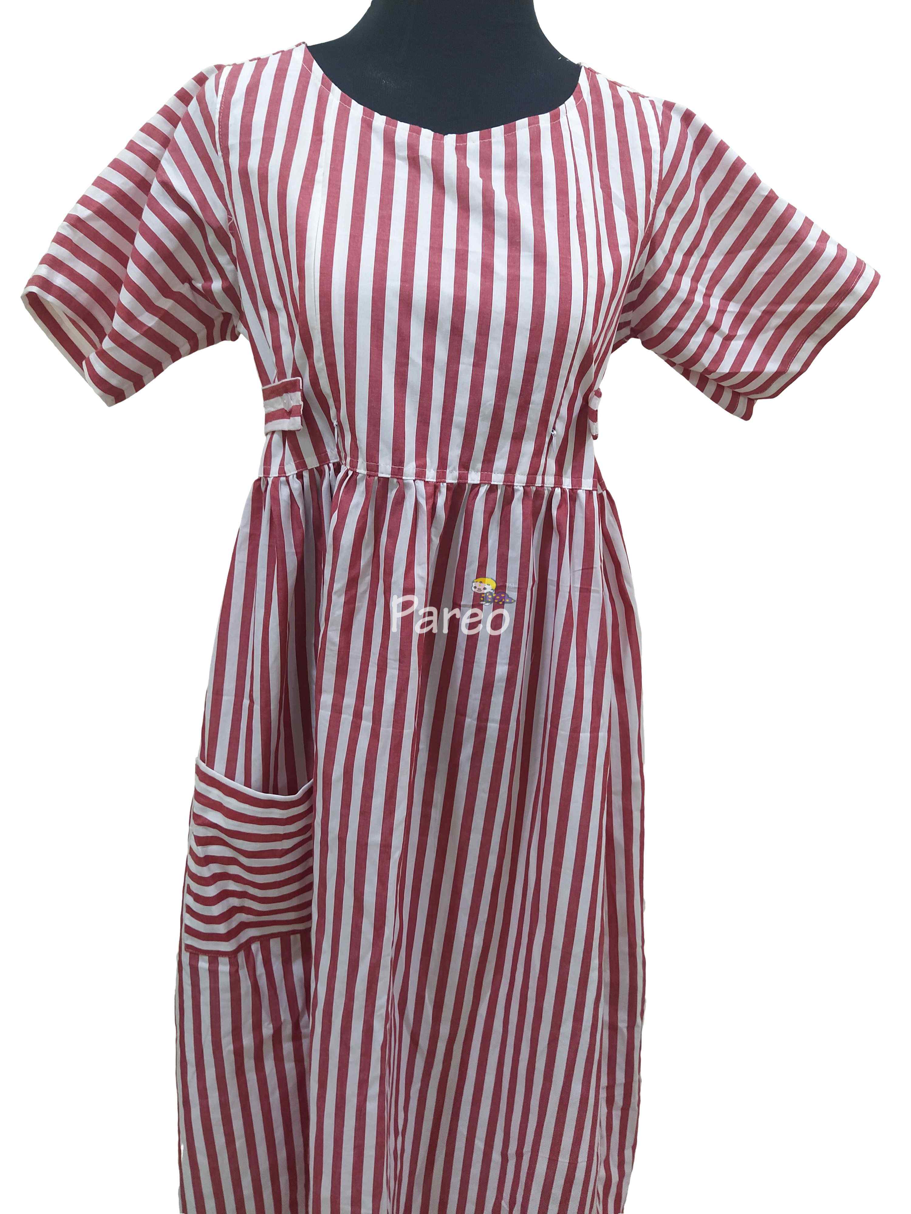 Cotton Pleated , Side zip, With Pockets, With belt strap Small Printed Maternity Wear