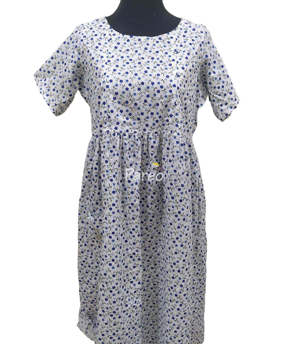 Cotton Pleated , Side zip, With Pockets, With belt strap Small Printed Maternity Wear