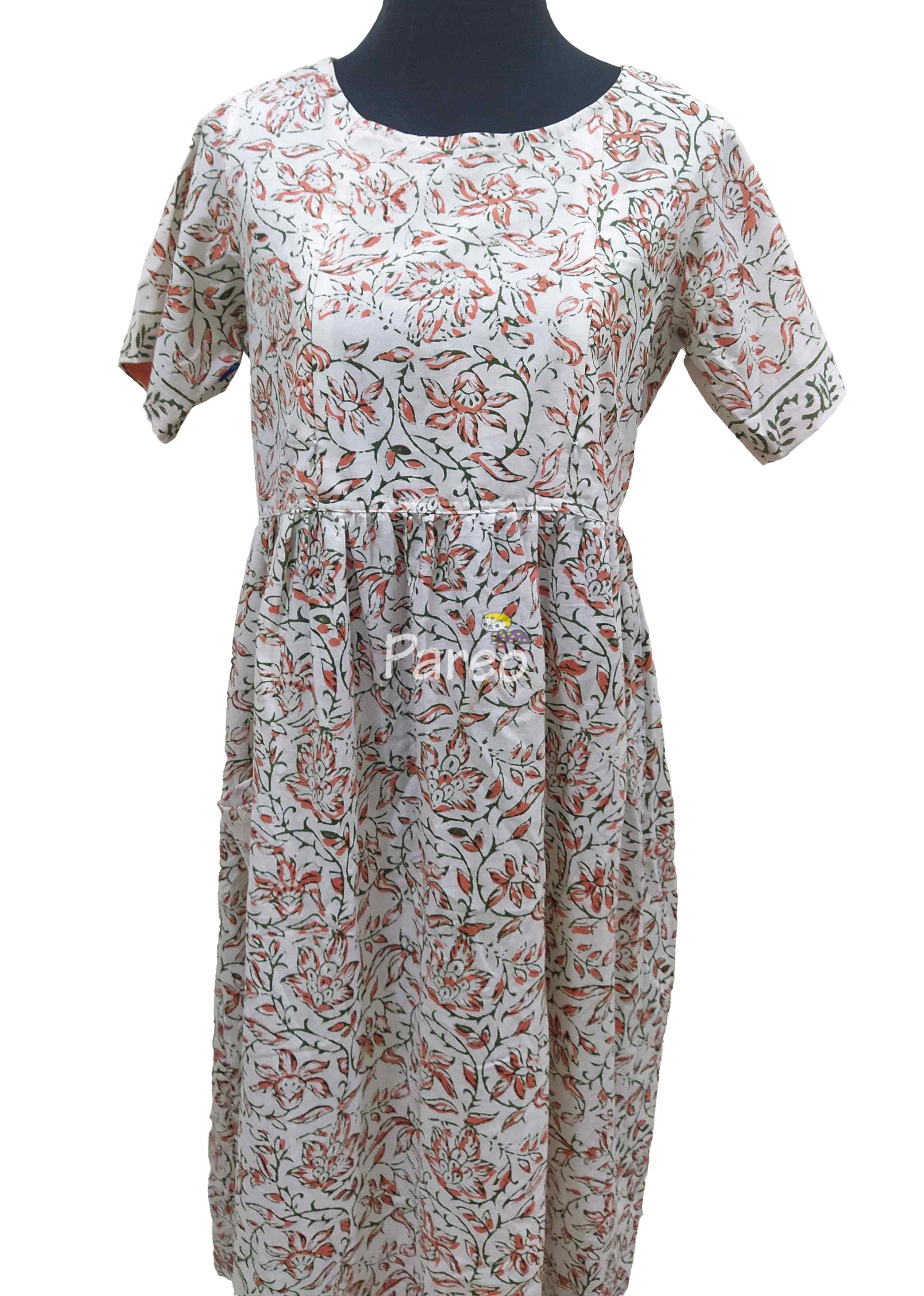 Cotton Pleated , Side zip, With Pockets, With belt strap Small Printed Maternity Wear