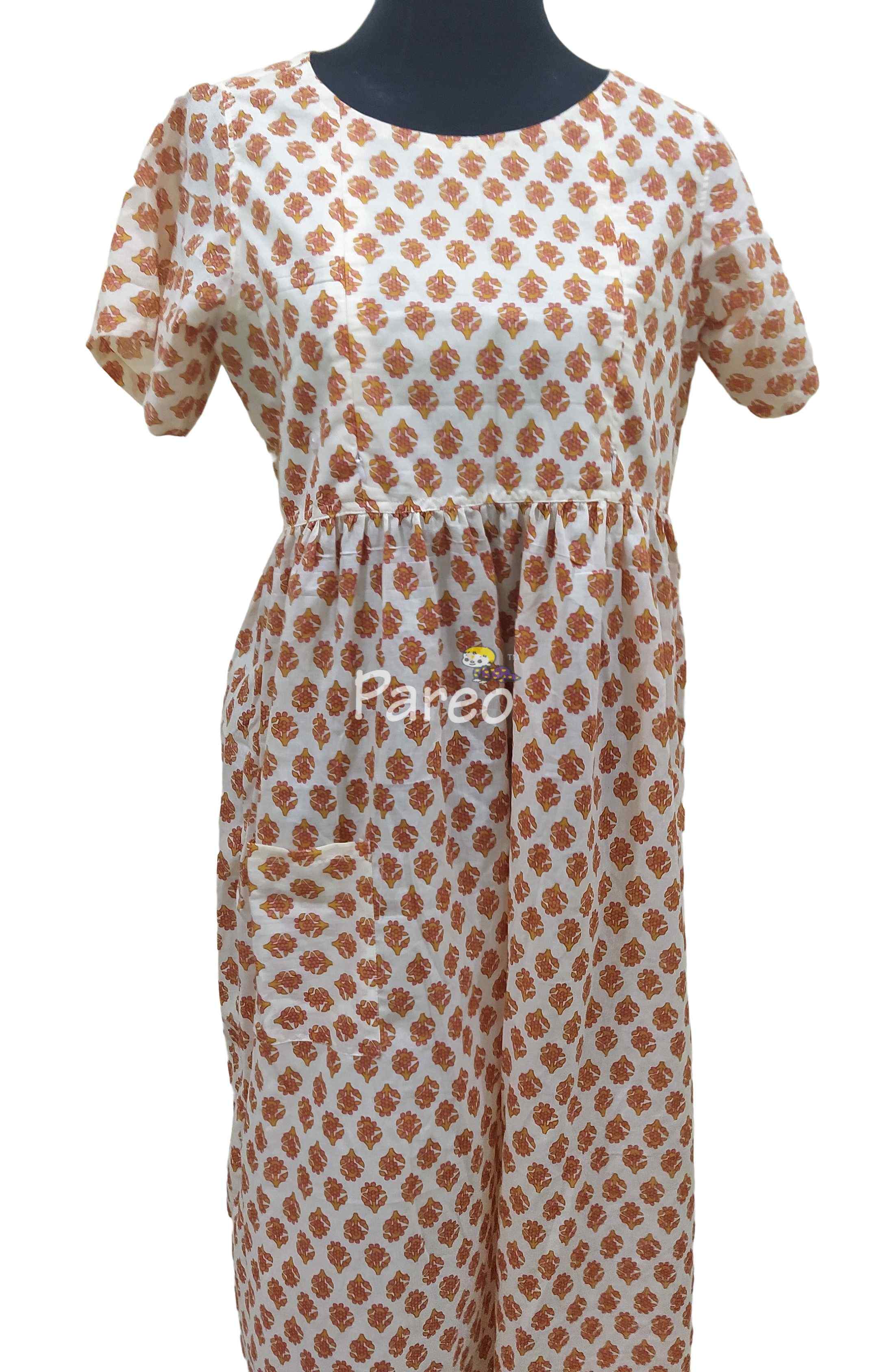 Cotton Pleated , Side zip, With Pockets, With belt strap Small Printed Maternity Wear