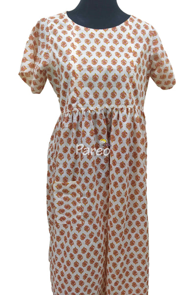 Cotton Pleated , Side zip, With Pockets, With belt strap Medium Printed Maternity Wear