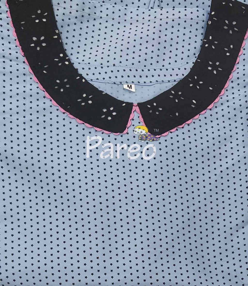 Cotton A-line churidar cut, With Pockets, No Open Medium Printed Nighty