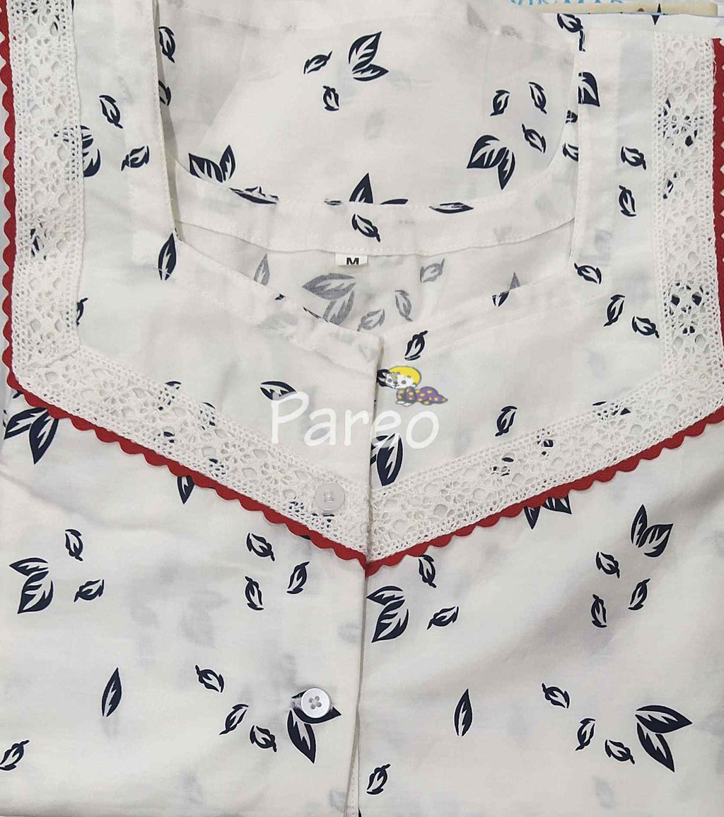 Cotton A-line churidar cut, With Pockets, Half Open Medium Printed Nighty