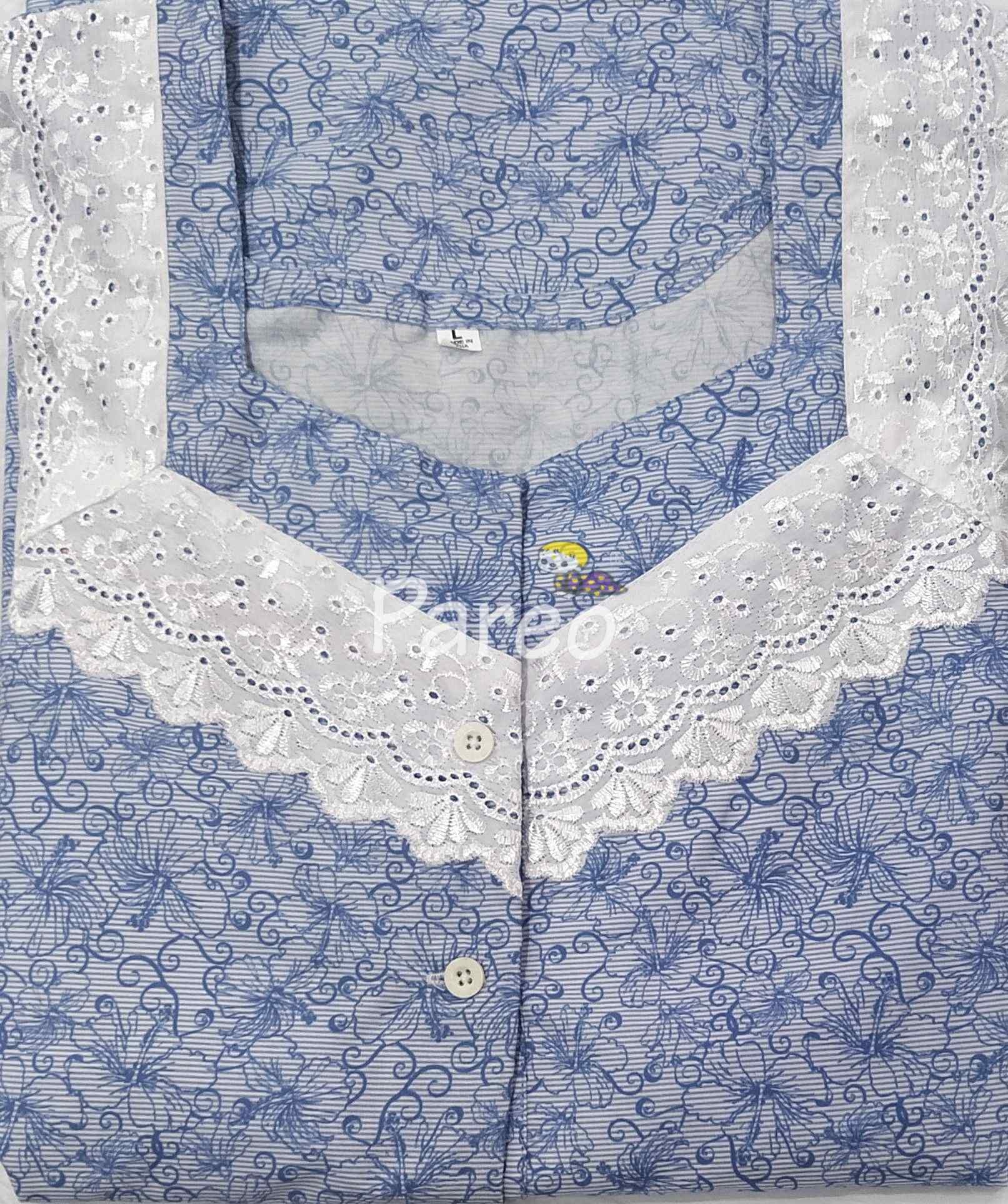 Cotton A-line churidar cut, With Pockets, Half Open Large Printed Nighty