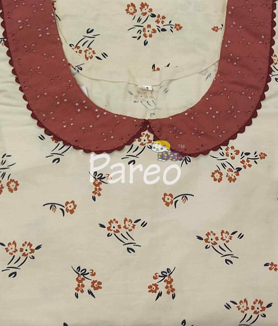 Cotton A-line churidar cut, With Pockets, No Open Medium Printed Nighty