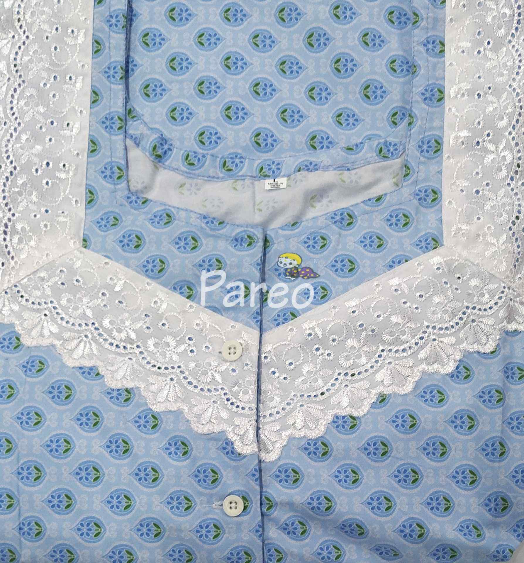 Cotton A-line churidar cut, With Pockets, Half Open Large Printed Nighty