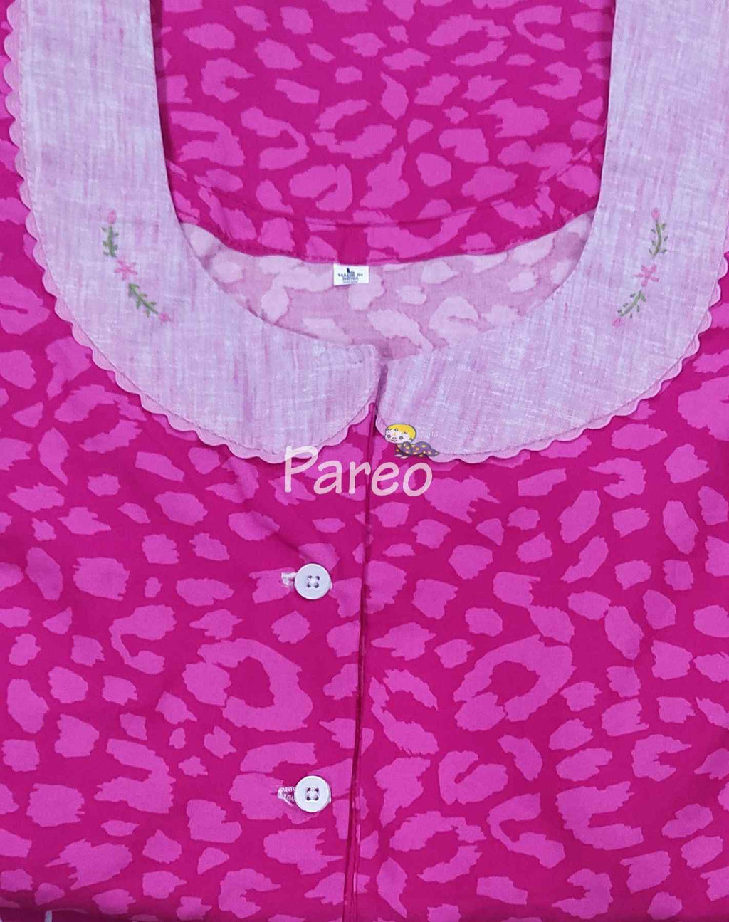 Cotton A-line churidar cut, With Pockets, Half Open Large Printed Nighty