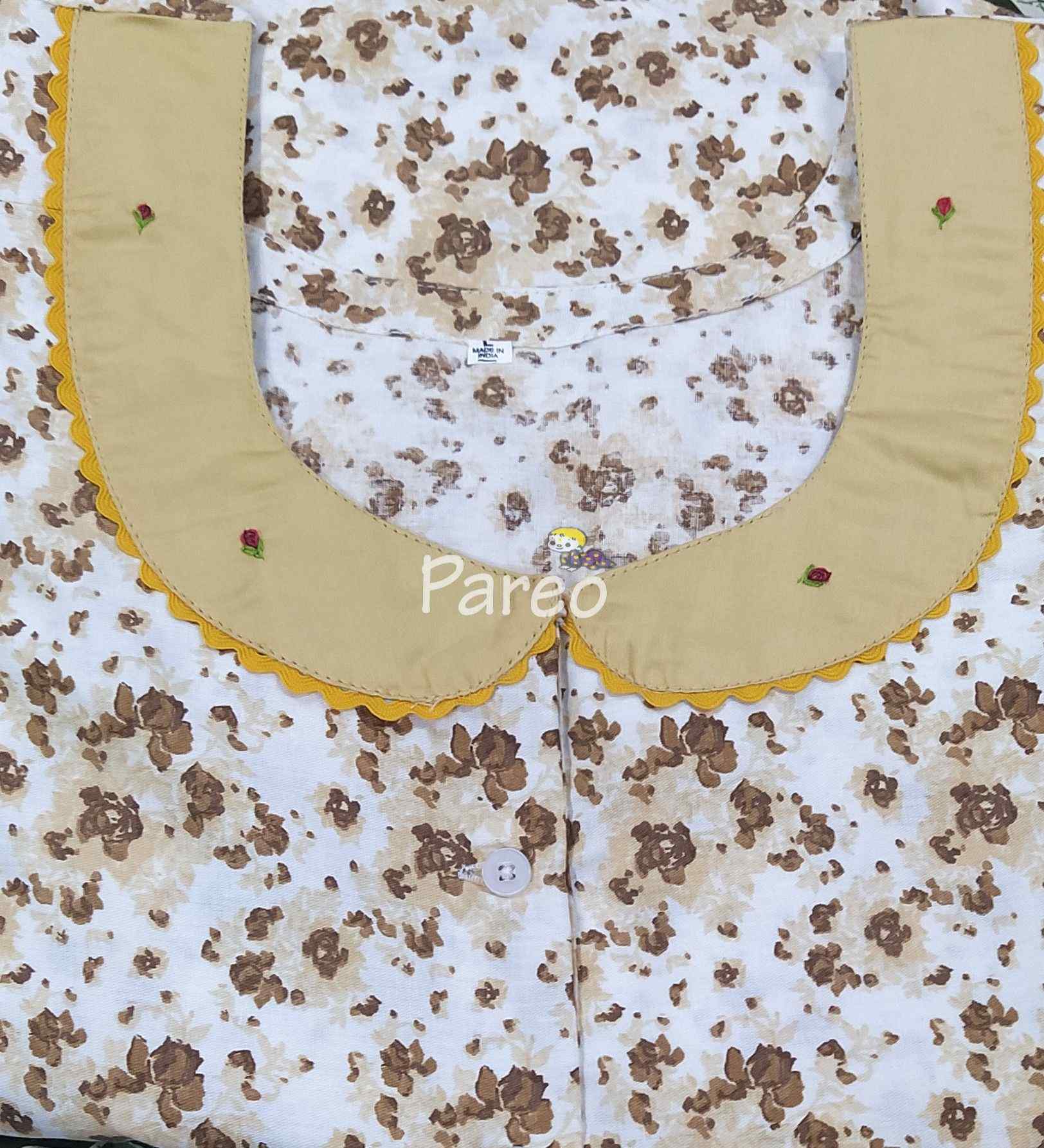 Cotton A-line churidar cut, With Pockets, Half Open Large Printed Nighty