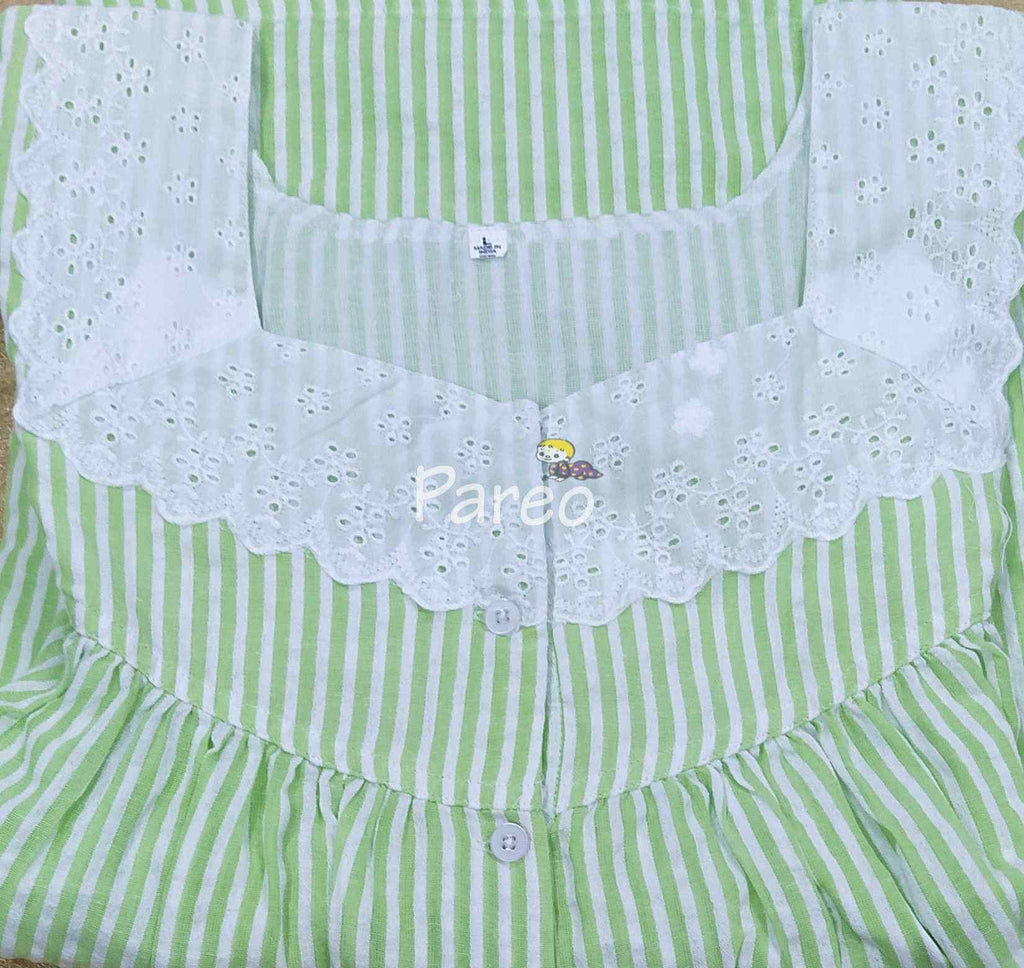 Cotton , With Pockets, Half Open Large Printed Nighty
